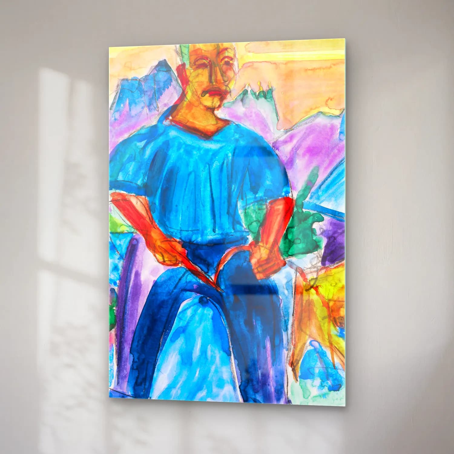 Ernst Ludwig Kirchner – Kuh und Treiber – Mavi Tonlar cam tablo — sağ açıdan görünüm