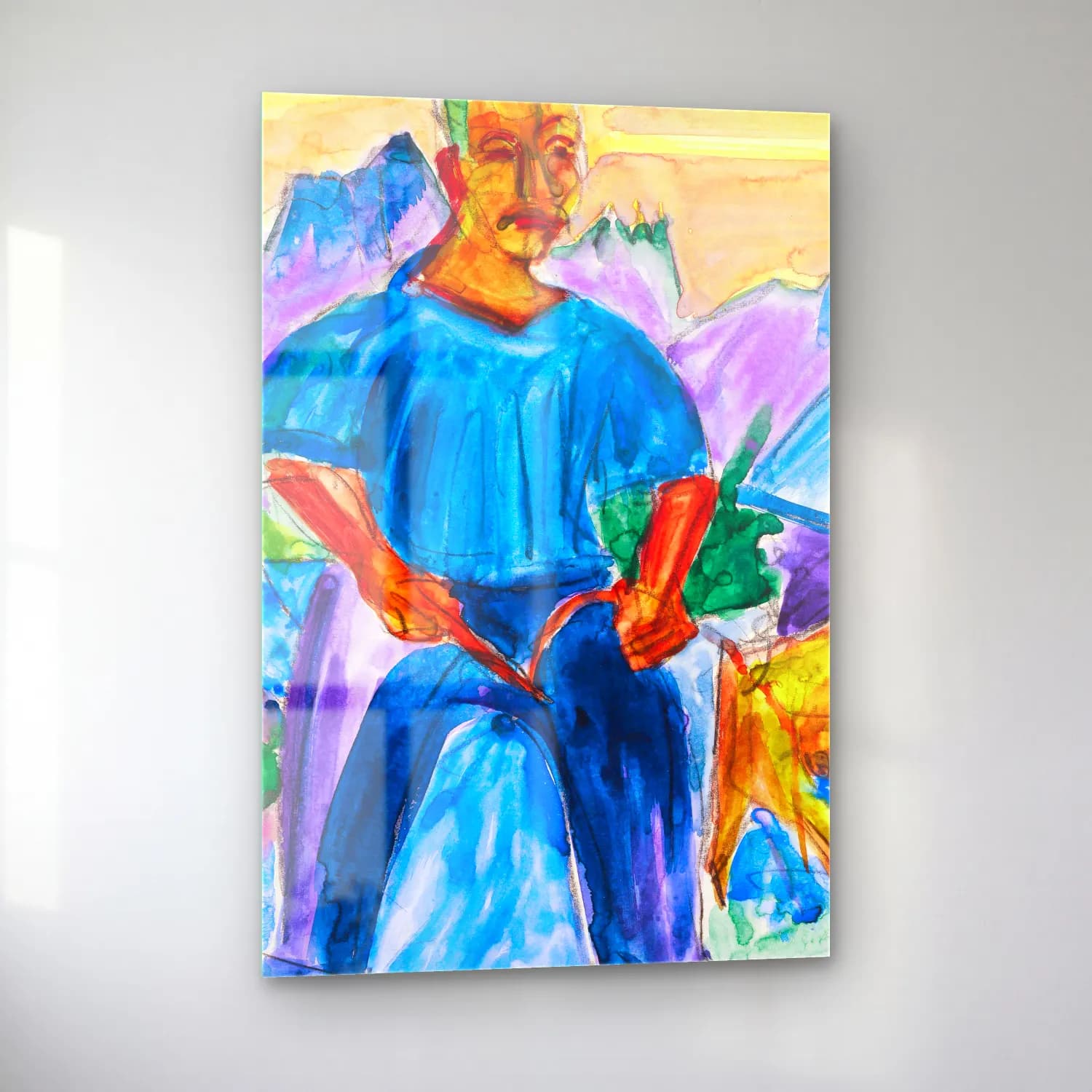 Ernst Ludwig Kirchner – Kuh und Treiber – Mavi Tonlar cam tablo — sol açıdan görünüm
