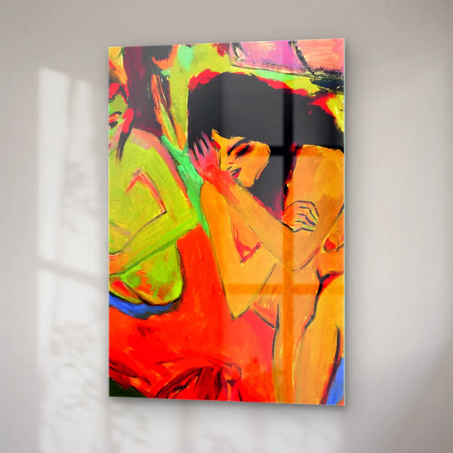 Ernst Ludwig Kirchner – Nackte Mädchen unterhalten sich – Turuncu Tonlar cam tablo — sağ açıdan görünüm