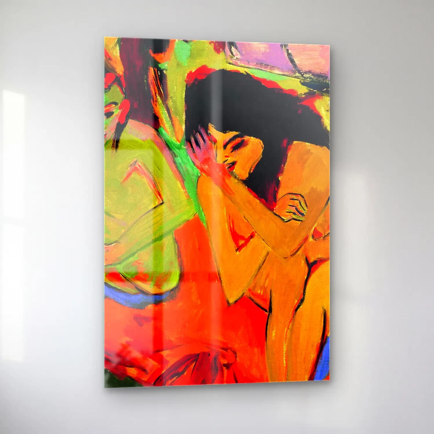 Ernst Ludwig Kirchner – Nackte Mädchen unterhalten sich – Turuncu Tonlar cam tablo — sol açıdan görünüm