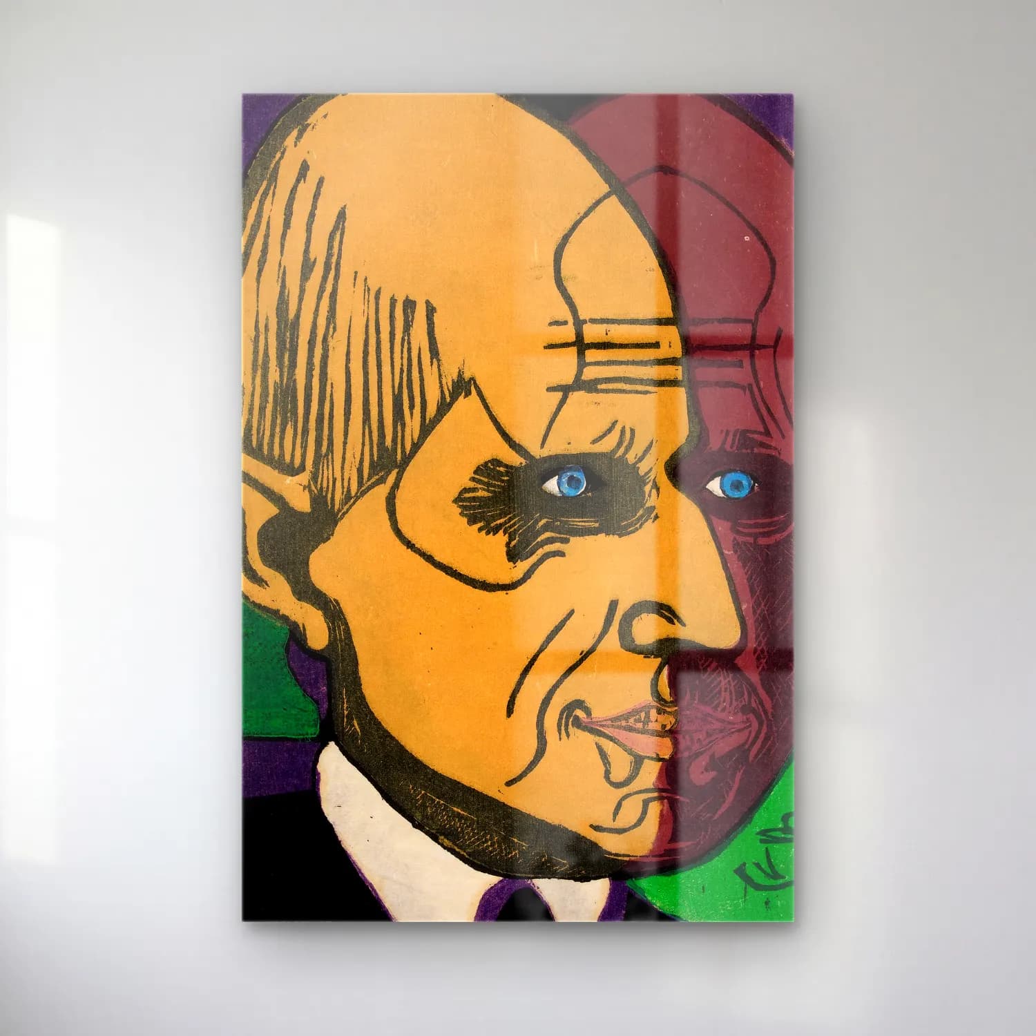 Ernst Ludwig Kirchner – Portrait of Dr. Bauer – Siyah Beyaz Tonlar cam tablo — Ernst Ludwig Kirchner – Portrait of Dr. Bauer – Siyah Beyaz Tonlar — maksimalist erkek portresi