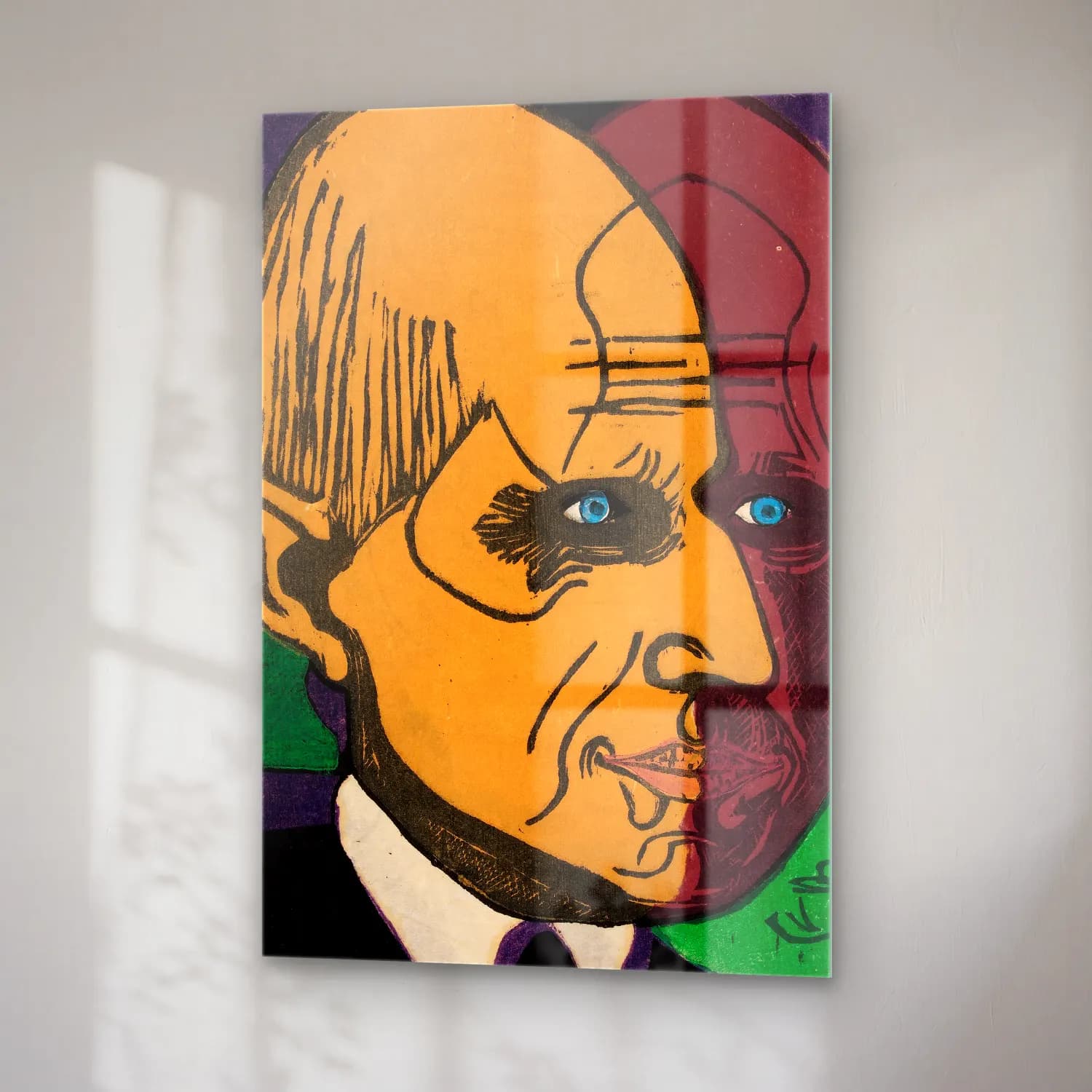 Ernst Ludwig Kirchner – Portrait of Dr. Bauer – Siyah Beyaz Tonlar cam tablo — sağ açıdan görünüm