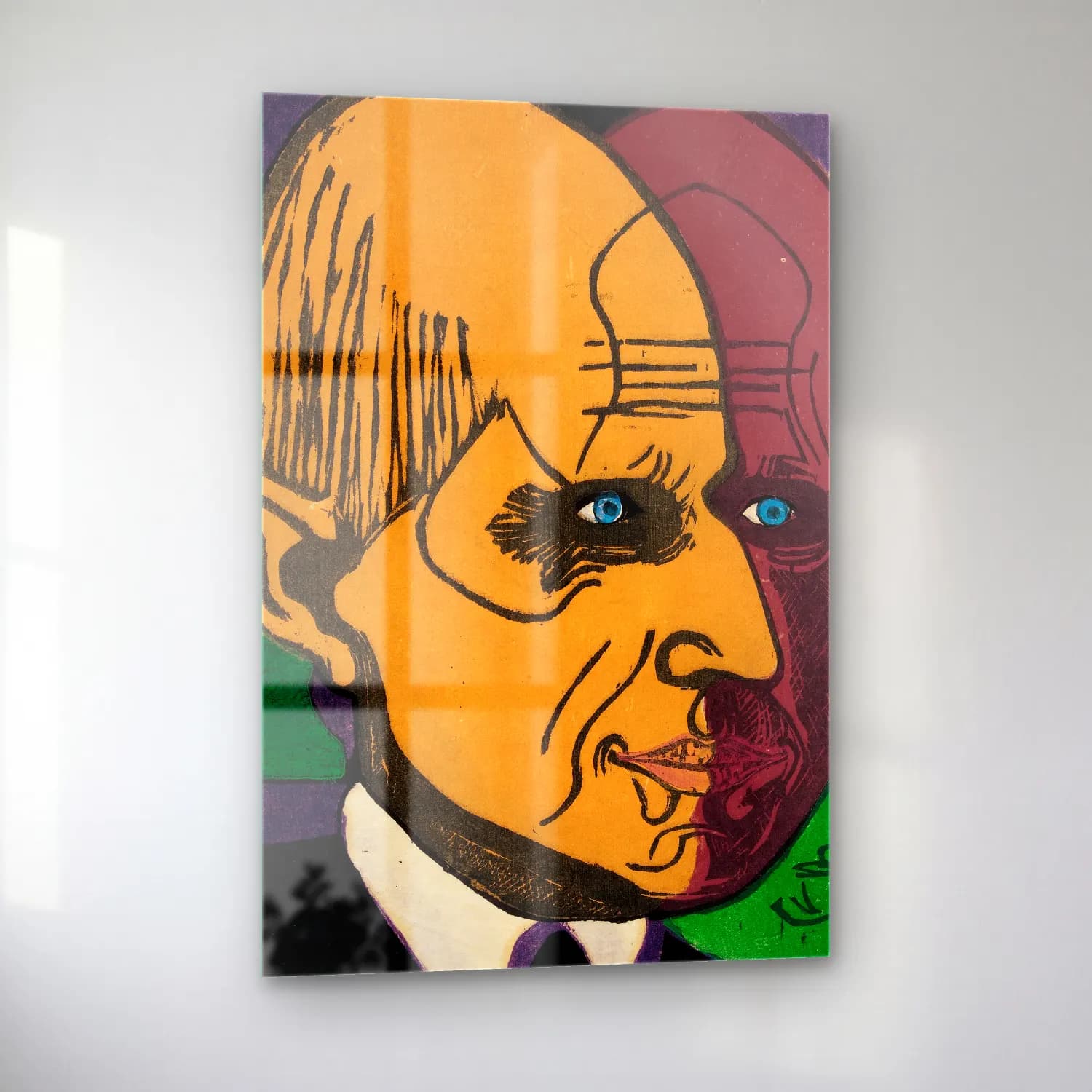 Ernst Ludwig Kirchner – Portrait of Dr. Bauer – Siyah Beyaz Tonlar cam tablo — sol açıdan görünüm