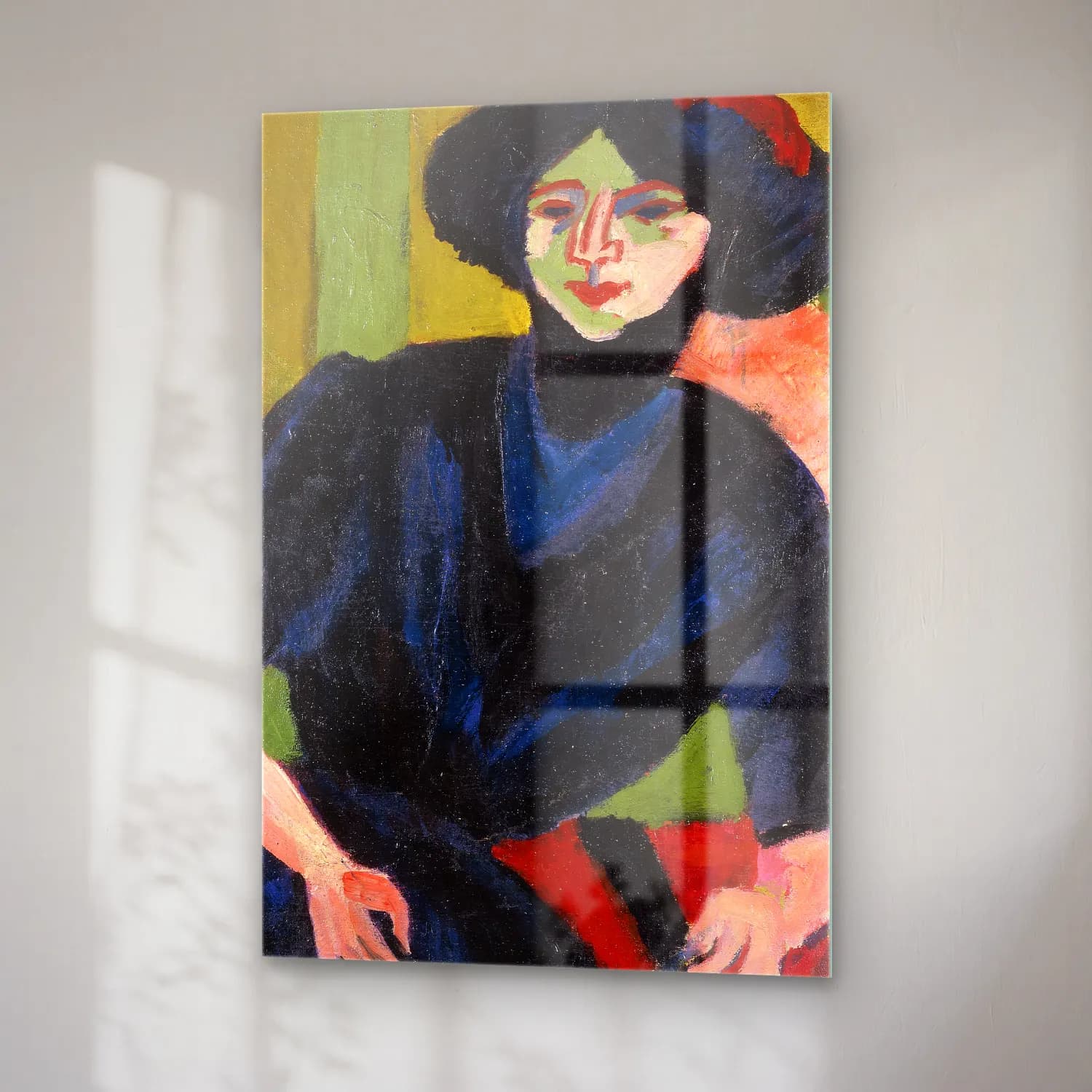 Ernst Ludwig Kirchner – Portrait of a Woman – Mavi Tonlar cam tablo — sağ açıdan görünüm