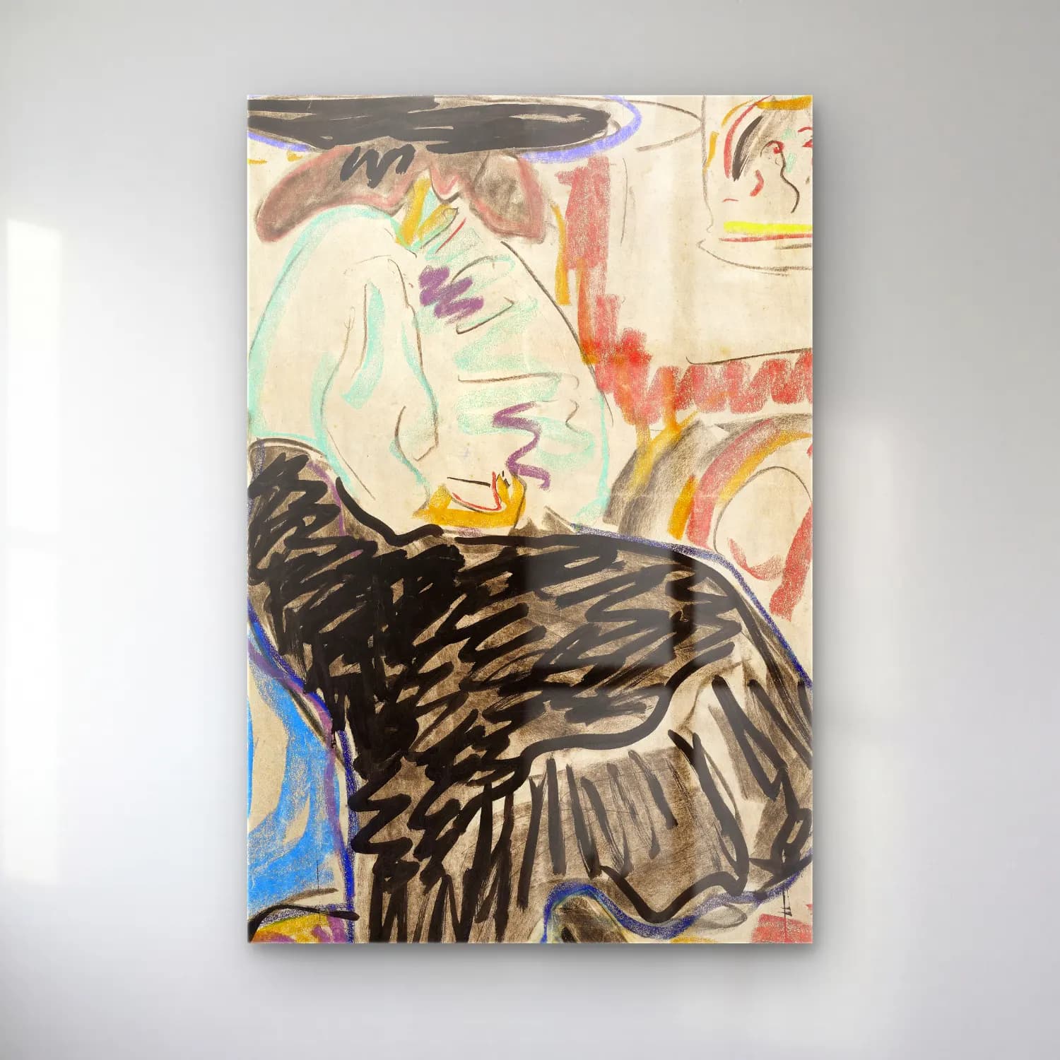 Ernst Ludwig Kirchner – Seated Woman in the Studio cam tablo — Ernst Ludwig Kirchner – Seated Woman in the Studio — modern soyut aşıklar