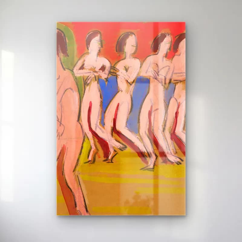 Ernst Ludwig Kirchner – Tanzschule Wigman – Pastel Tonlar cam tablo — Ernst Ludwig Kirchner – Tanzschule Wigman – Pastel Tonlar — modern soyut dansçılar