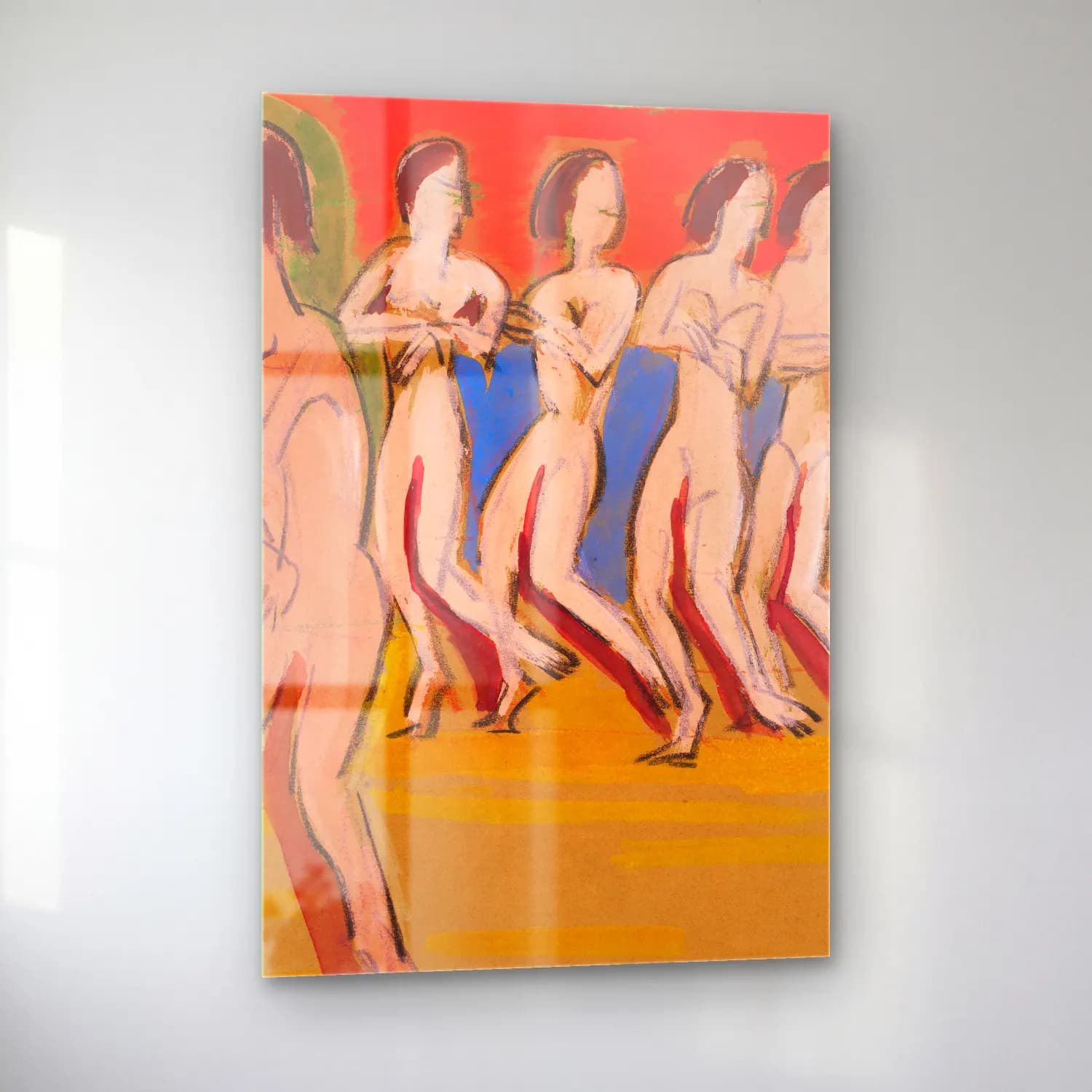 Ernst Ludwig Kirchner – Tanzschule Wigman – Pastel Tonlar cam tablo — sol açıdan görünüm