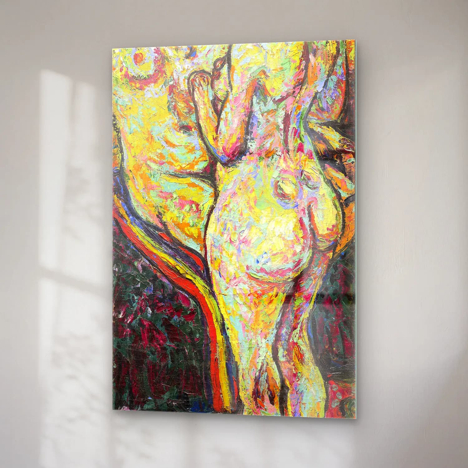 Ernst Ludwig Kirchner – Two Nudes (obverse) – Pastel Tonlar cam tablo — sağ açıdan görünüm