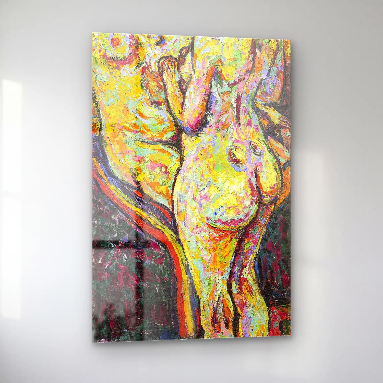 Ernst Ludwig Kirchner – Two Nudes (obverse) – Pastel Tonlar cam tablo — sol açıdan görünüm