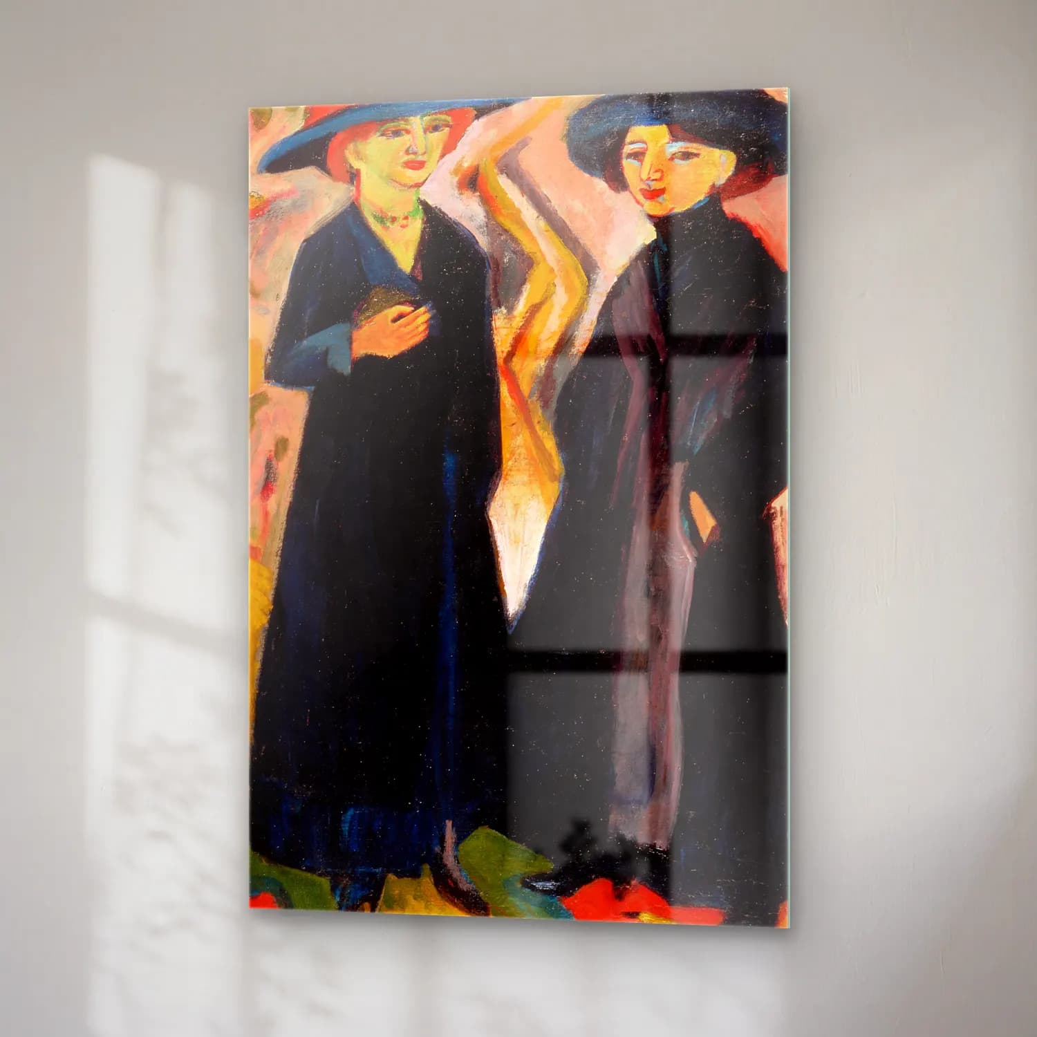 Ernst Ludwig Kirchner – Two Women – Siyah Beyaz Tonlar cam tablo — sağ açıdan görünüm