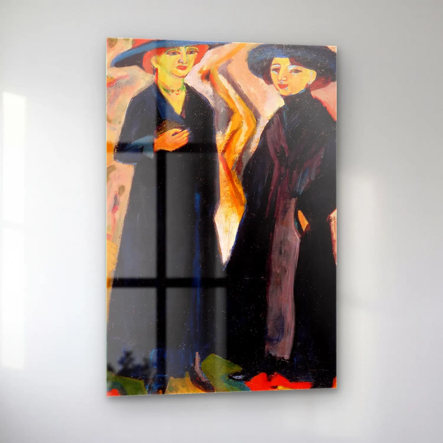 Ernst Ludwig Kirchner – Two Women – Siyah Beyaz Tonlar cam tablo — sol açıdan görünüm