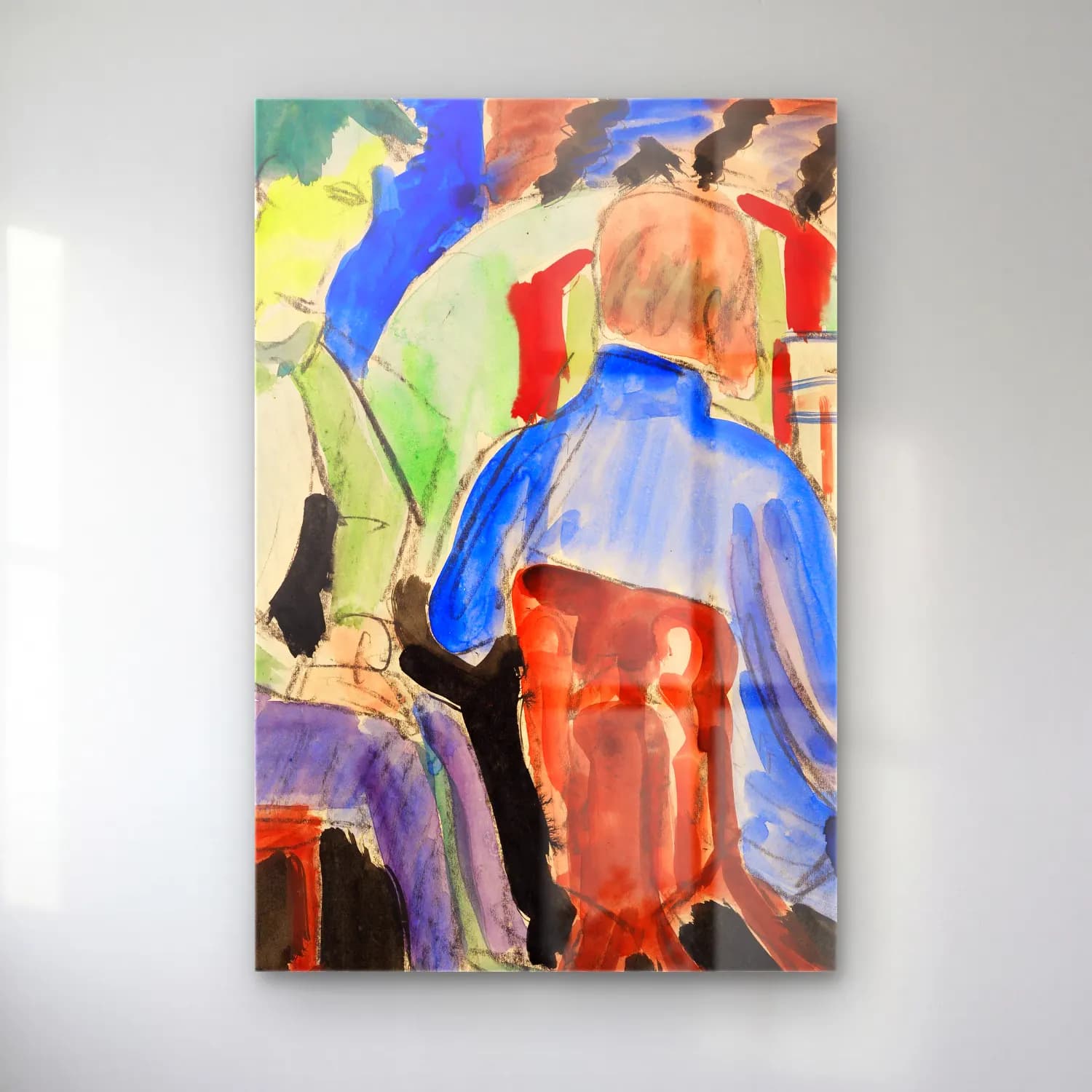Ernst Ludwig Kirchner – Unterhaltung – Pastel Tonlar cam tablo — Ernst Ludwig Kirchner – Unterhaltung – Pastel Tonlar — suluboya erkek portresi