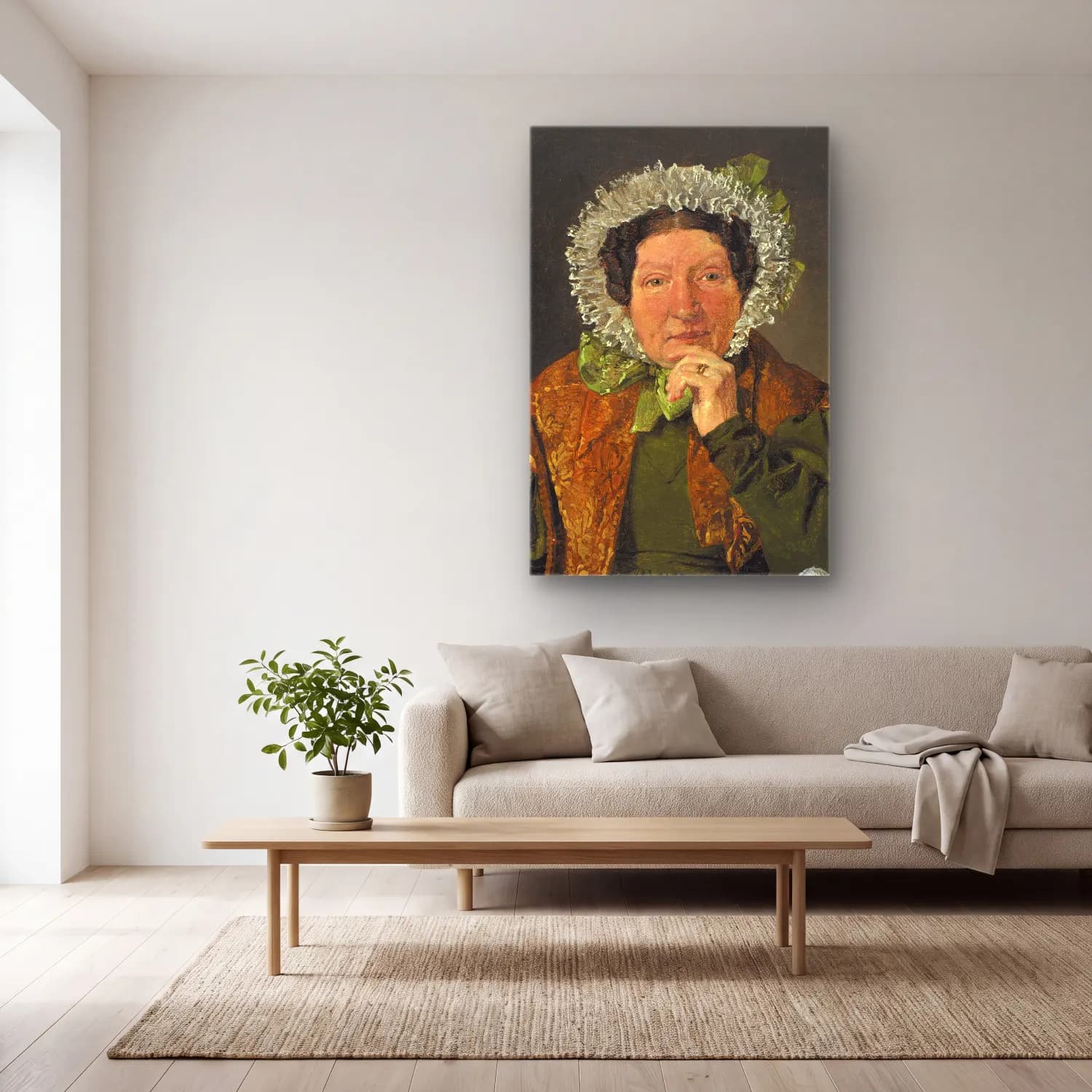 Christen Købke – Portrait of the Artist´s Mother, Cecilia Margrethe Købke,… cam tablo — açık renk salonda