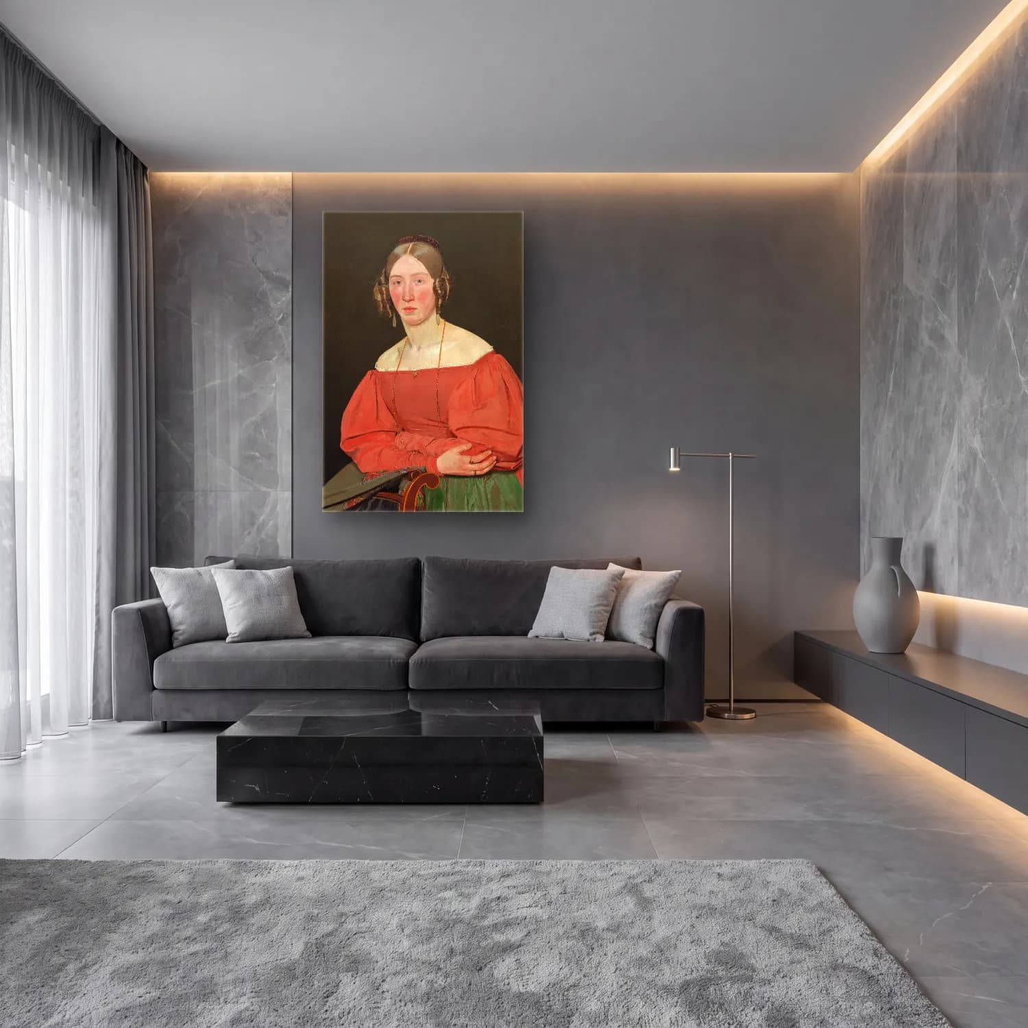 Christen Købke – Portrait of the Artist´s Sister, Cecilie Margrethe… cam tablo — lüks salon duvarında