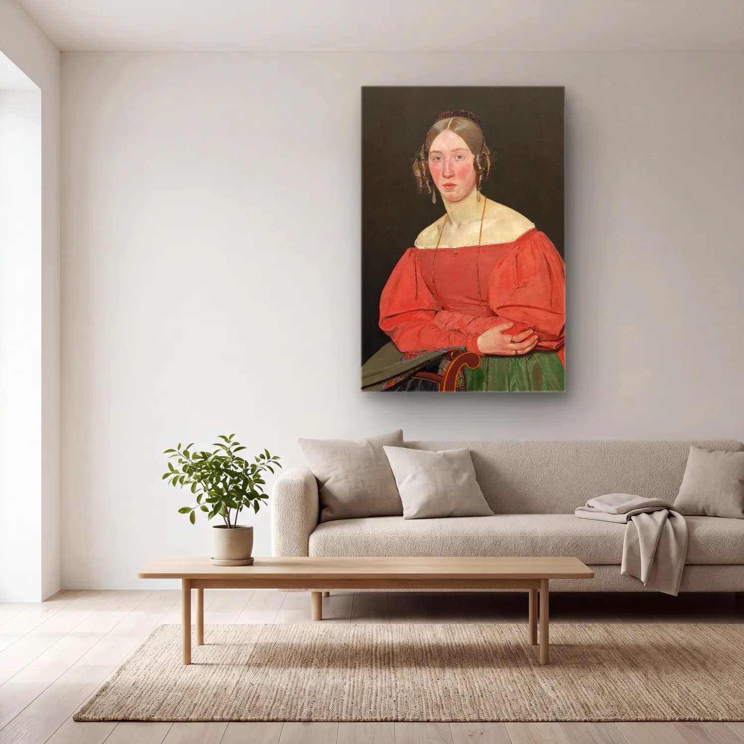 Christen Købke – Portrait of the Artist´s Sister, Cecilie Margrethe… cam tablo — açık renk salonda