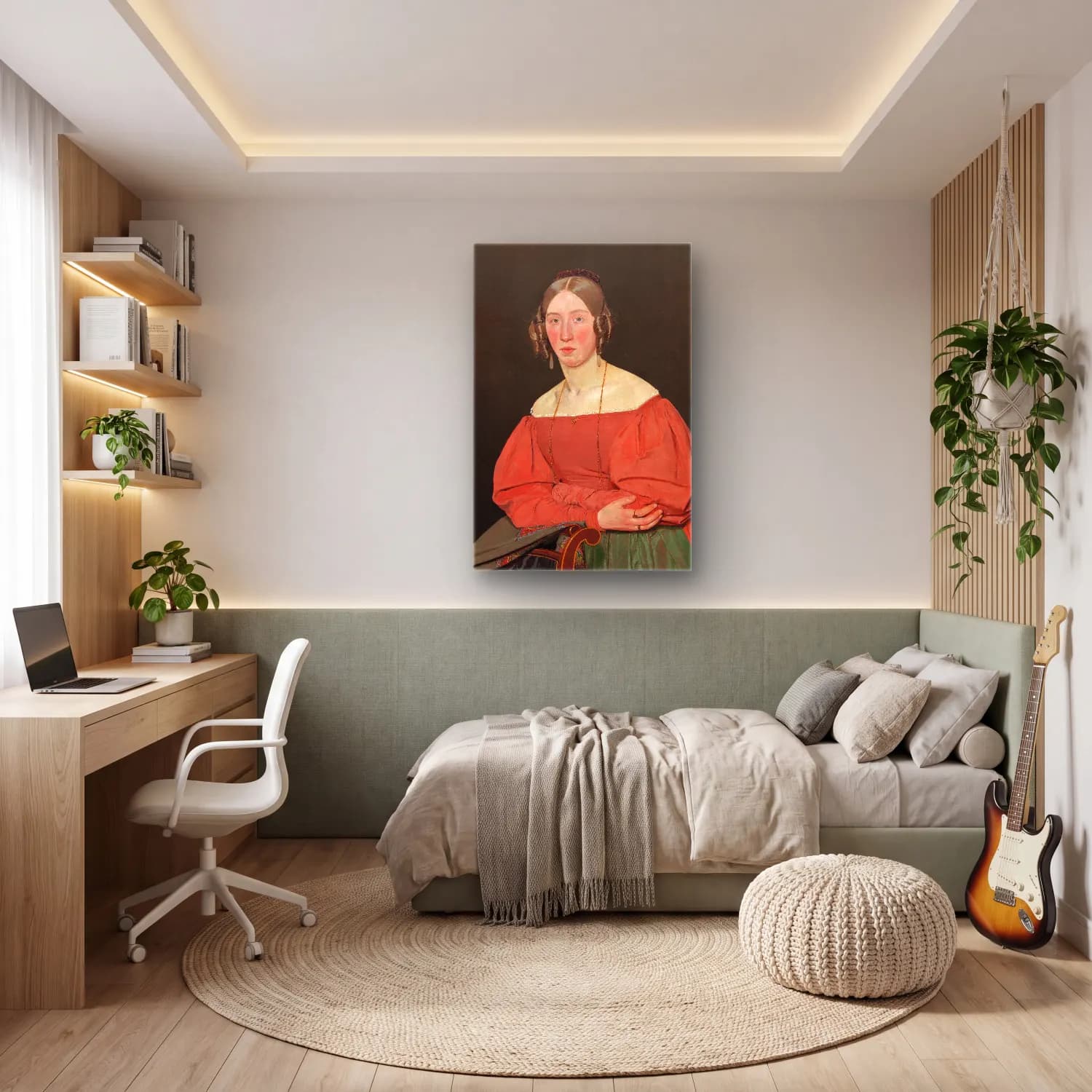 Christen Købke – Portrait of the Artist´s Sister, Cecilie Margrethe… cam tablo — genç odasında