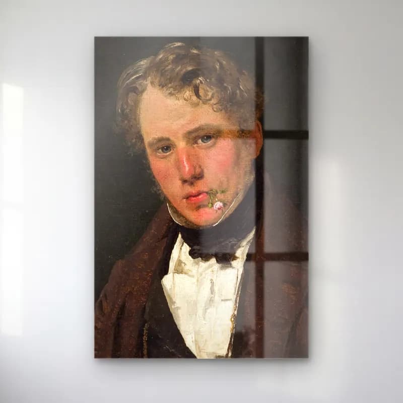 Christen Købke – Portrait of the Painter Wilhelm Marstrand cam tablo — Christen Købke – Portrait of the Painter Wilhelm Marstrand — yağlı boya erkek portresi