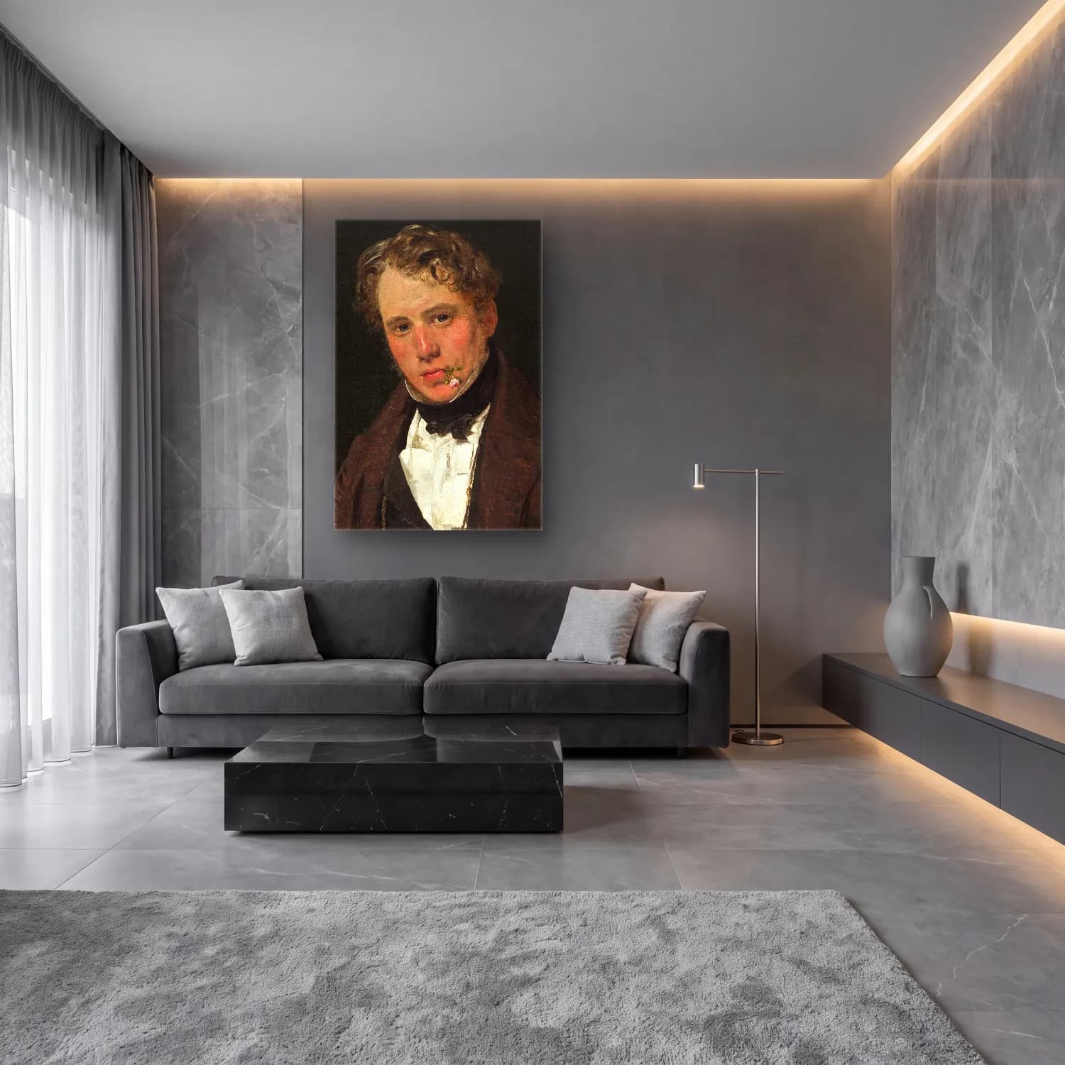 Christen Købke – Portrait of the Painter Wilhelm Marstrand cam tablo — lüks salon duvarında