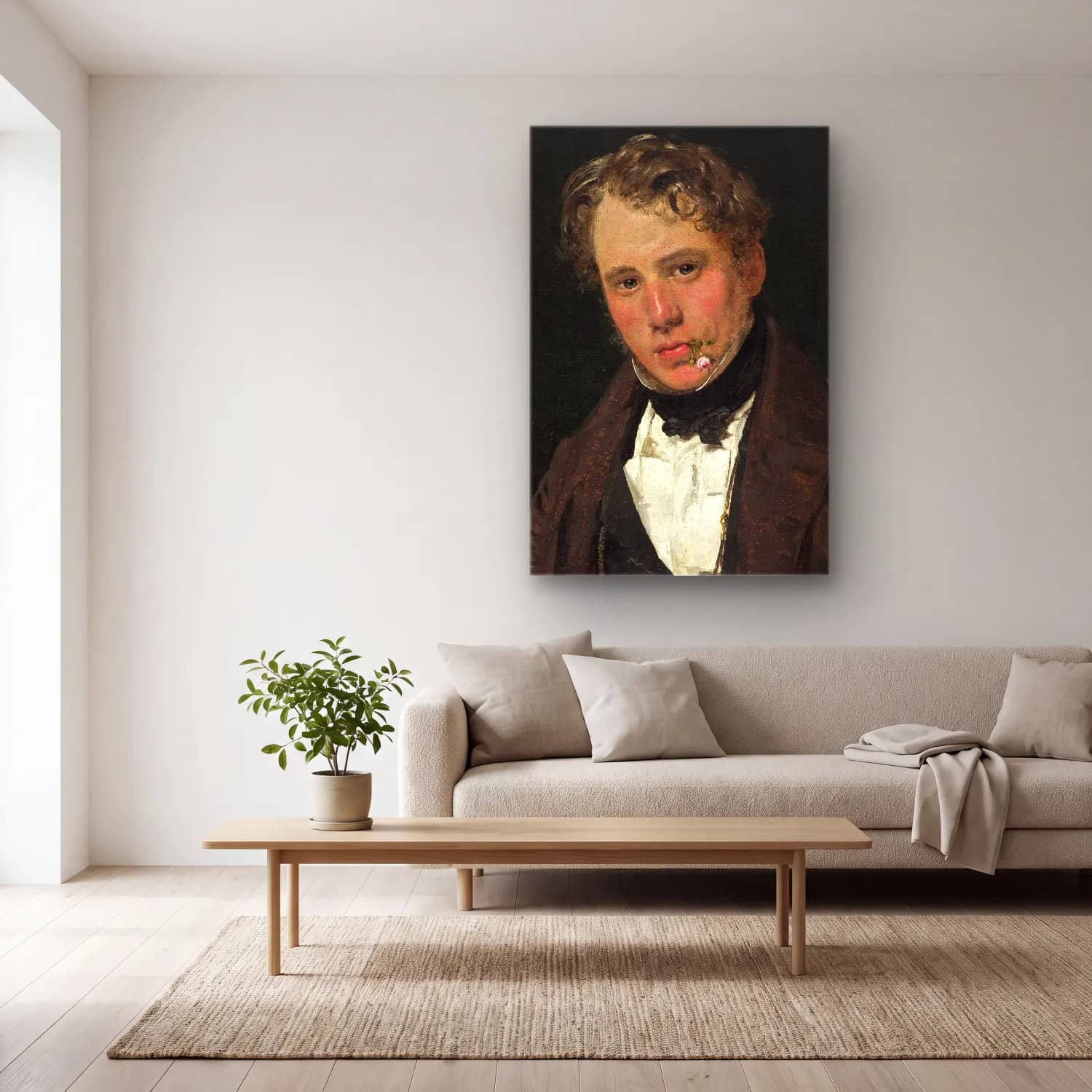 Christen Købke – Portrait of the Painter Wilhelm Marstrand cam tablo — açık renk salonda