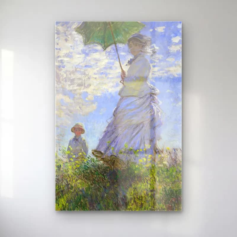 Claude Monet – Woman with a Parasol – Madame Monet and Her Son cam tablo — Claude Monet – Woman with a Parasol – Madame Monet and Her Son — empresyonist anne ve çocuk