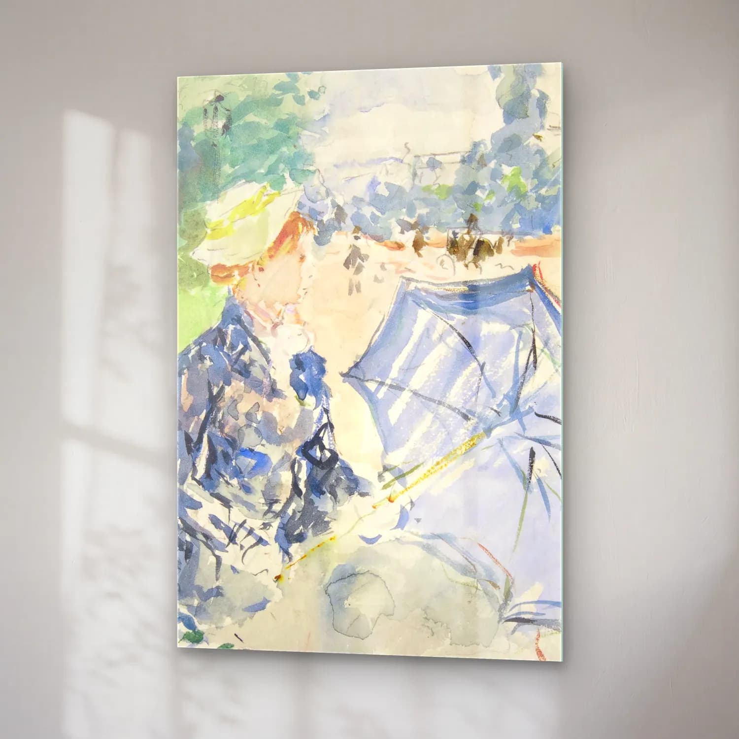 Berthe Morisot – A Woman Seated at a Bench on the Avenue du Bois cam tablo — sağ açıdan görünüm