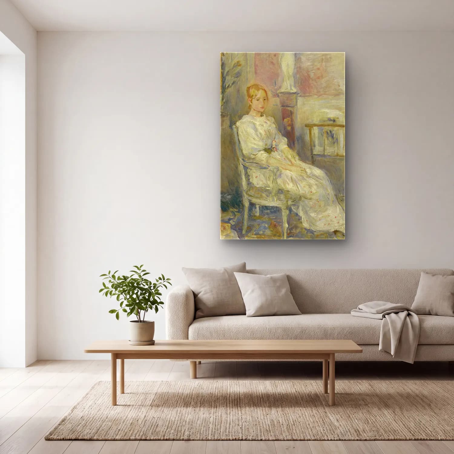 Berthe Morisot – Alice Gamby dans le salon cam tablo — açık renk salonda