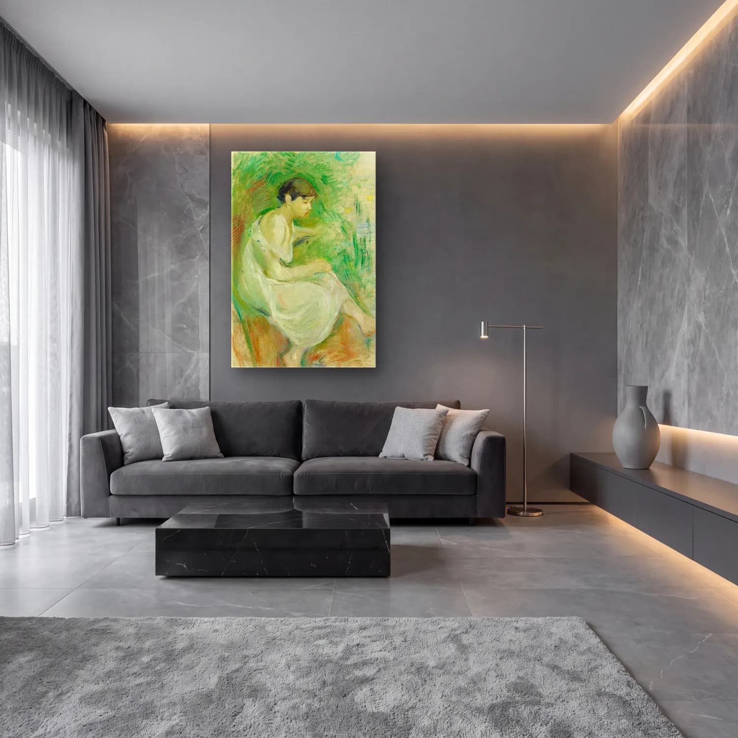 Berthe Morisot – Baigneuse En Chemise cam tablo — lüks salon duvarında