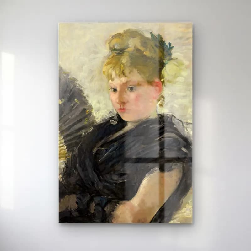 Berthe Morisot – Femme À L’éventail cam tablo — Berthe Morisot – Femme À L’éventail — empresyonist kadın portresi