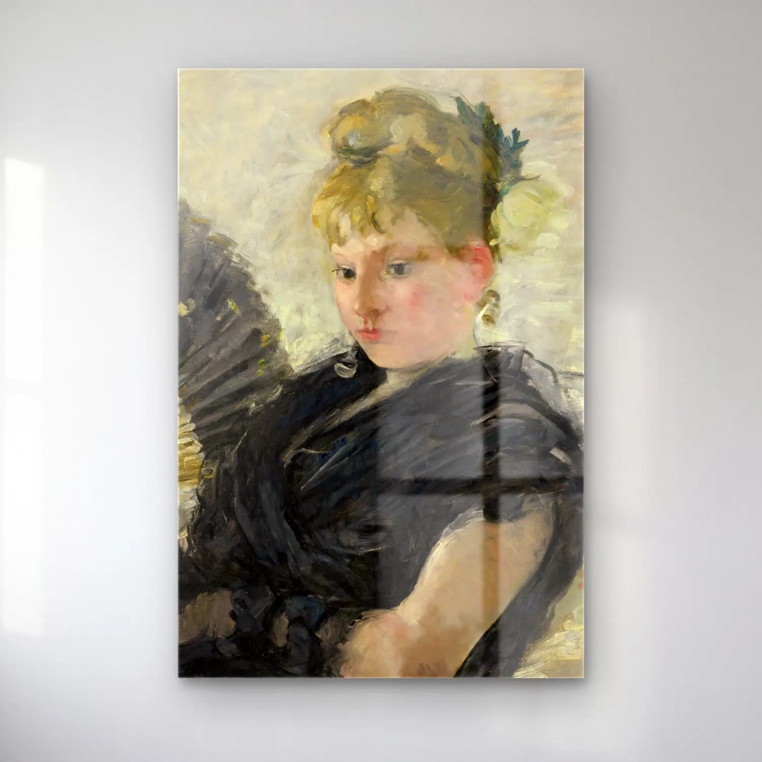 Berthe Morisot – Femme À L’éventail cam tablo — Berthe Morisot – Femme À L’éventail — empresyonist kadın portresi