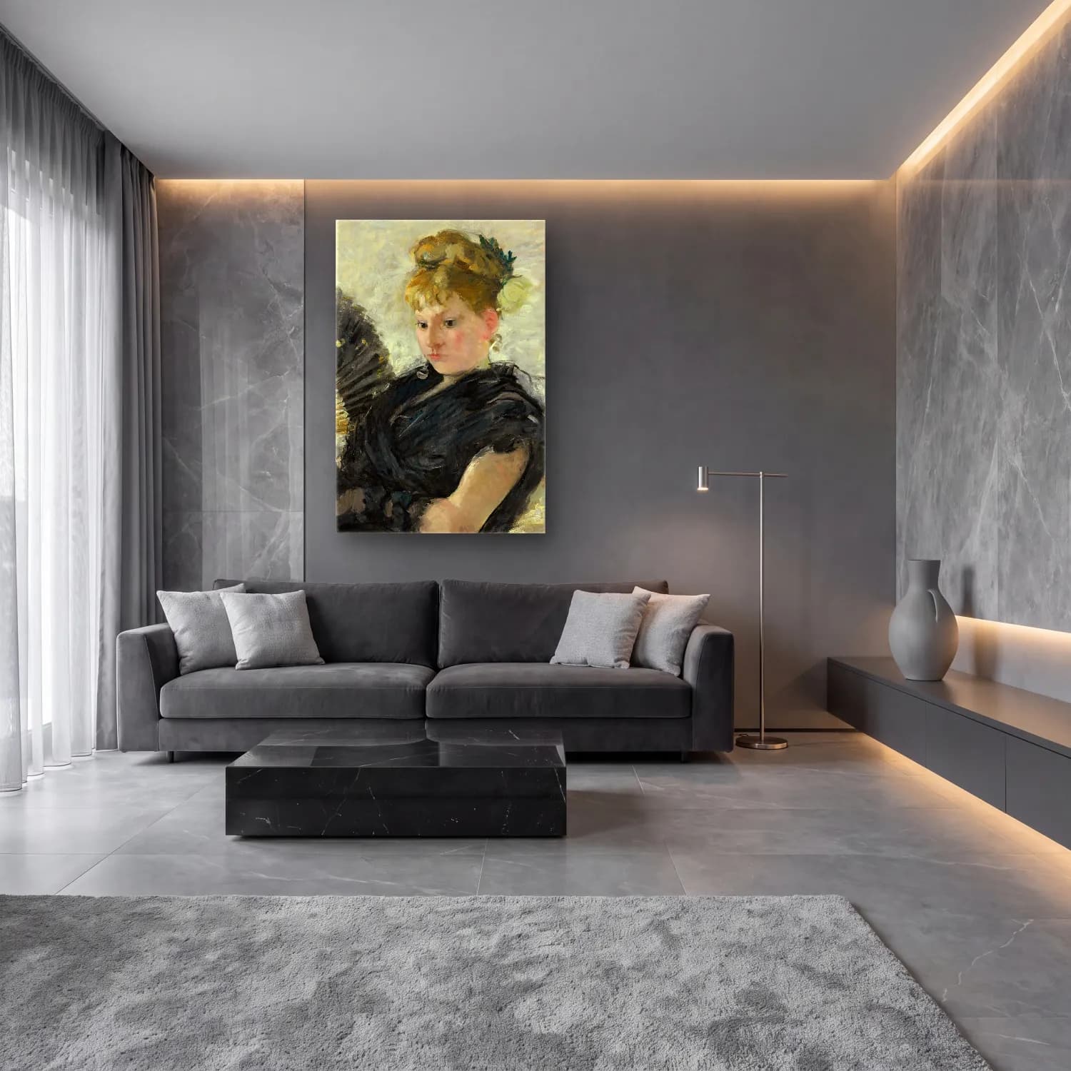 Berthe Morisot – Femme À L’éventail cam tablo — lüks salon duvarında
