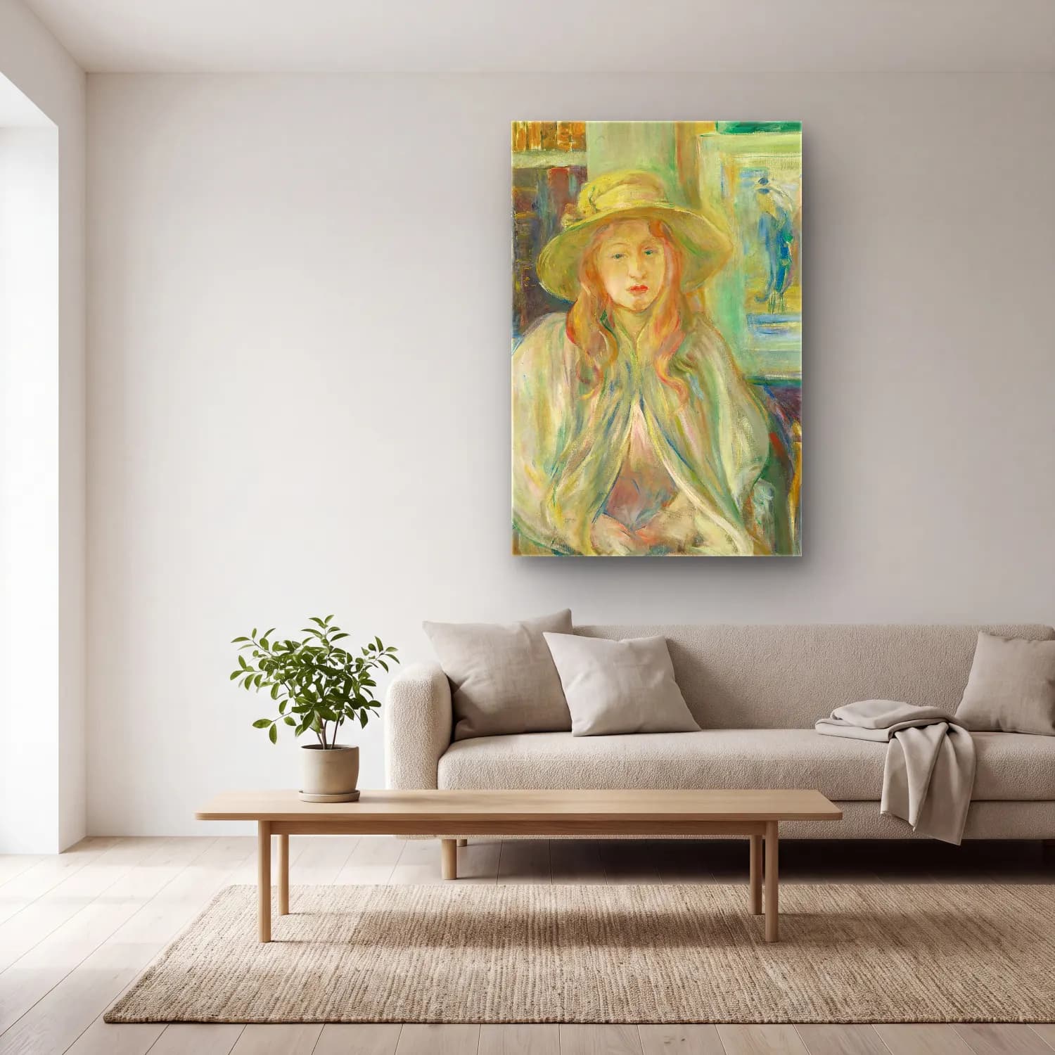 Berthe Morisot – Fillette Au Chapeau De Paille cam tablo — açık renk salonda