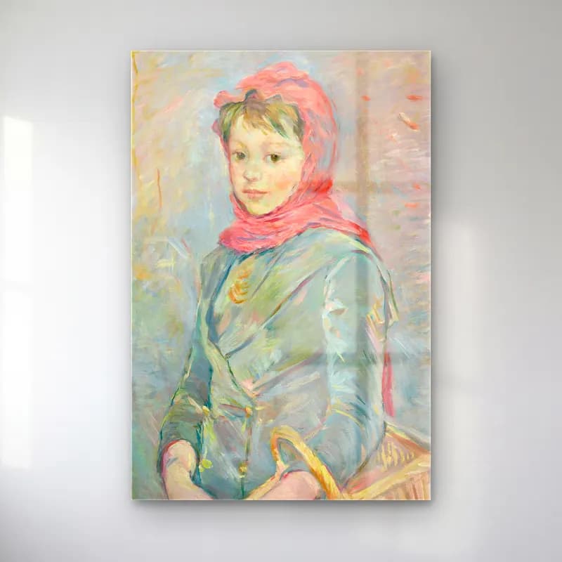 Berthe Morisot – Fillette portant un panier cam tablo — Berthe Morisot – Fillette portant un panier — empresyonist kız çocuğu portresi