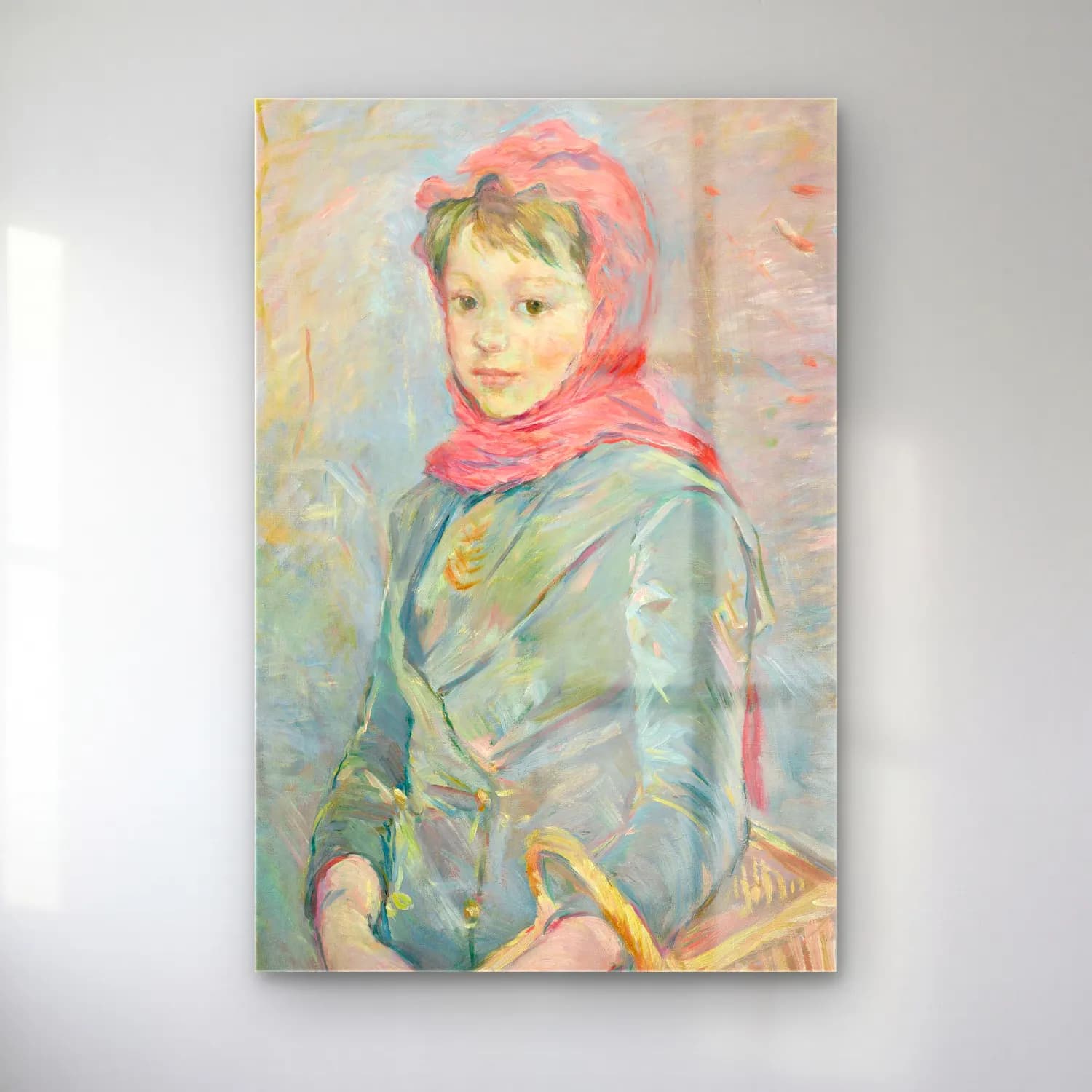 Berthe Morisot – Fillette portant un panier cam tablo — Berthe Morisot – Fillette portant un panier — empresyonist kız çocuğu portresi