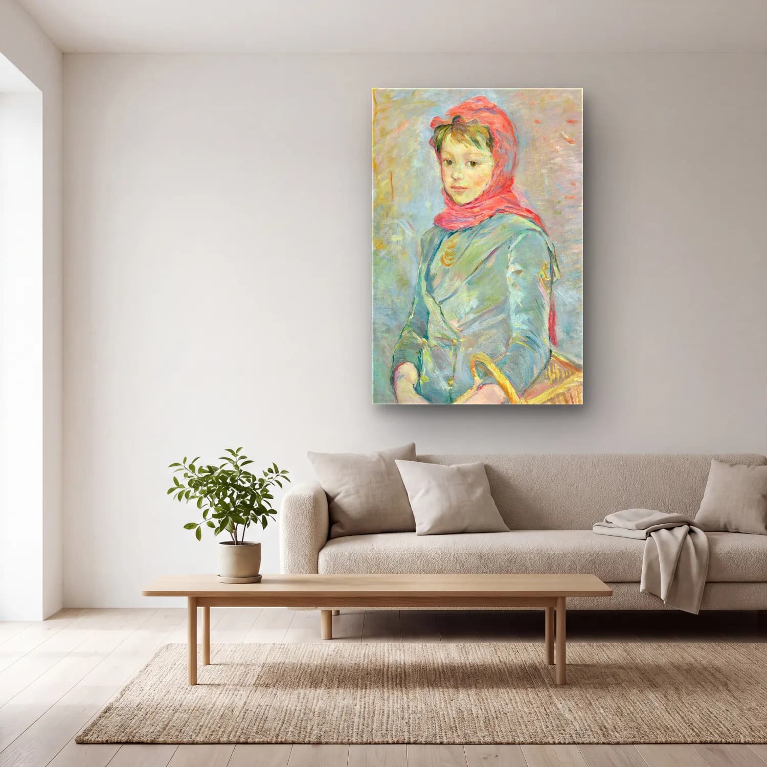 Berthe Morisot – Fillette portant un panier cam tablo — açık renk salonda