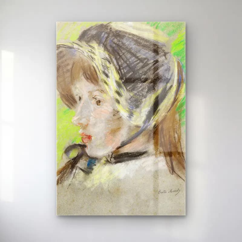 Berthe Morisot – Jeanne Pontillon À La Capeline cam tablo — Berthe Morisot – Jeanne Pontillon À La Capeline — empresyonist şapkalı kadın