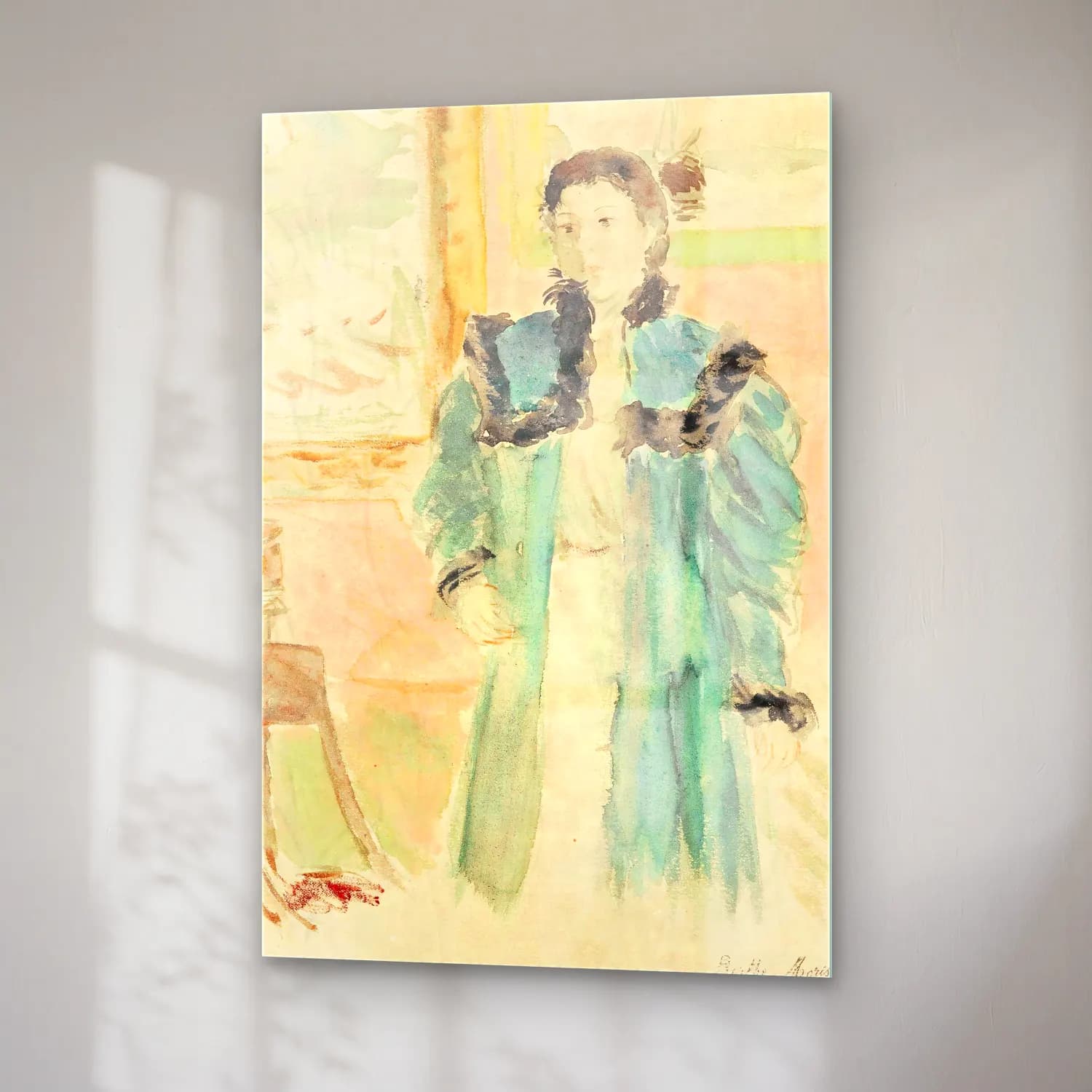 Berthe Morisot – Jeune Fille Au Manteau Vert (Marthe) cam tablo — sağ açıdan görünüm