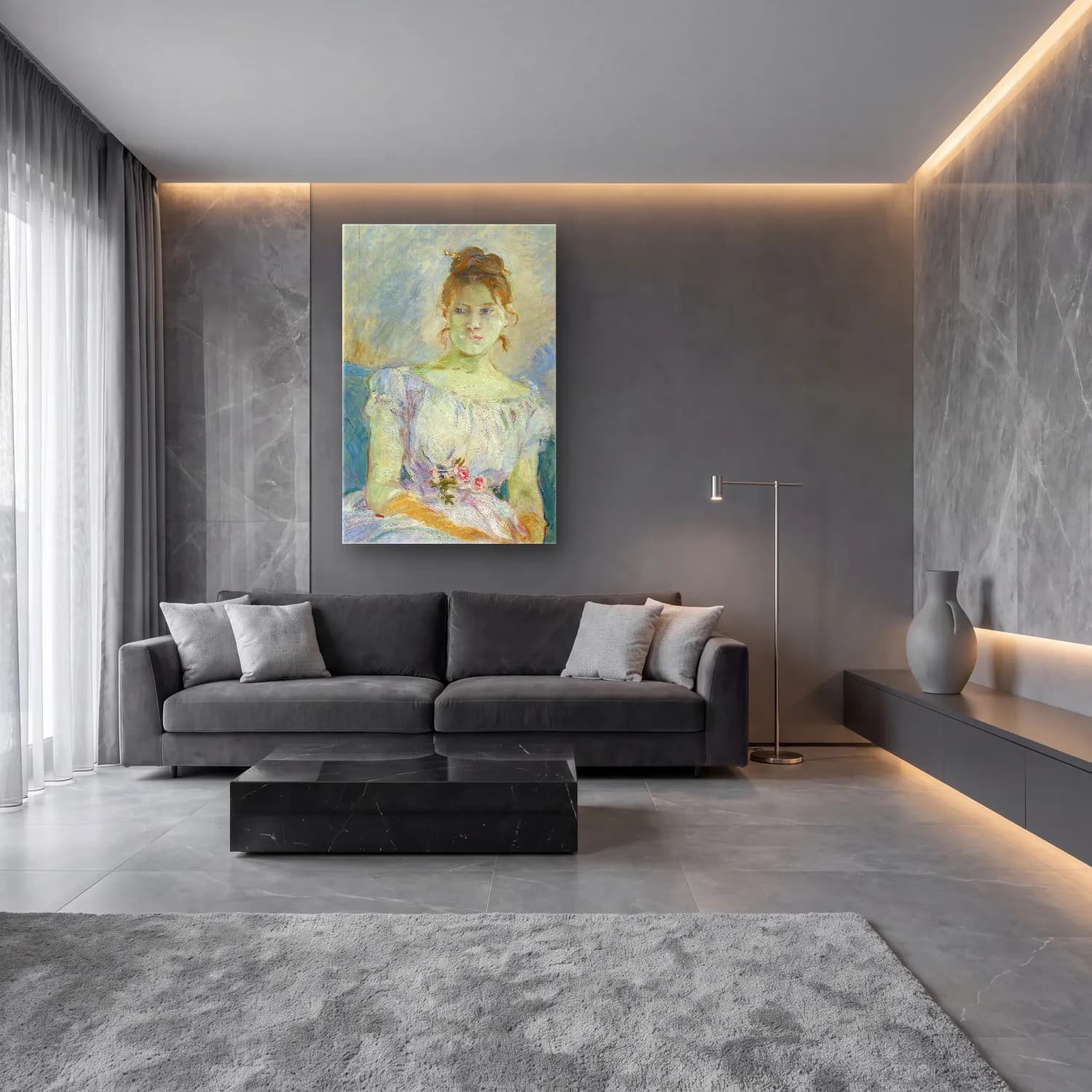 Berthe Morisot – Paule Gobillard en robe de bal cam tablo — lüks salon duvarında