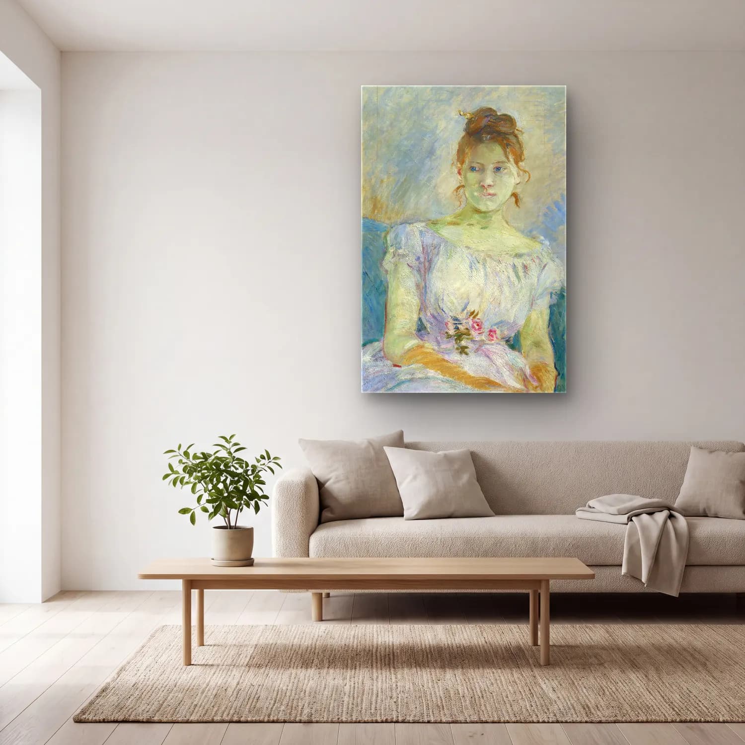 Berthe Morisot – Paule Gobillard en robe de bal cam tablo — açık renk salonda