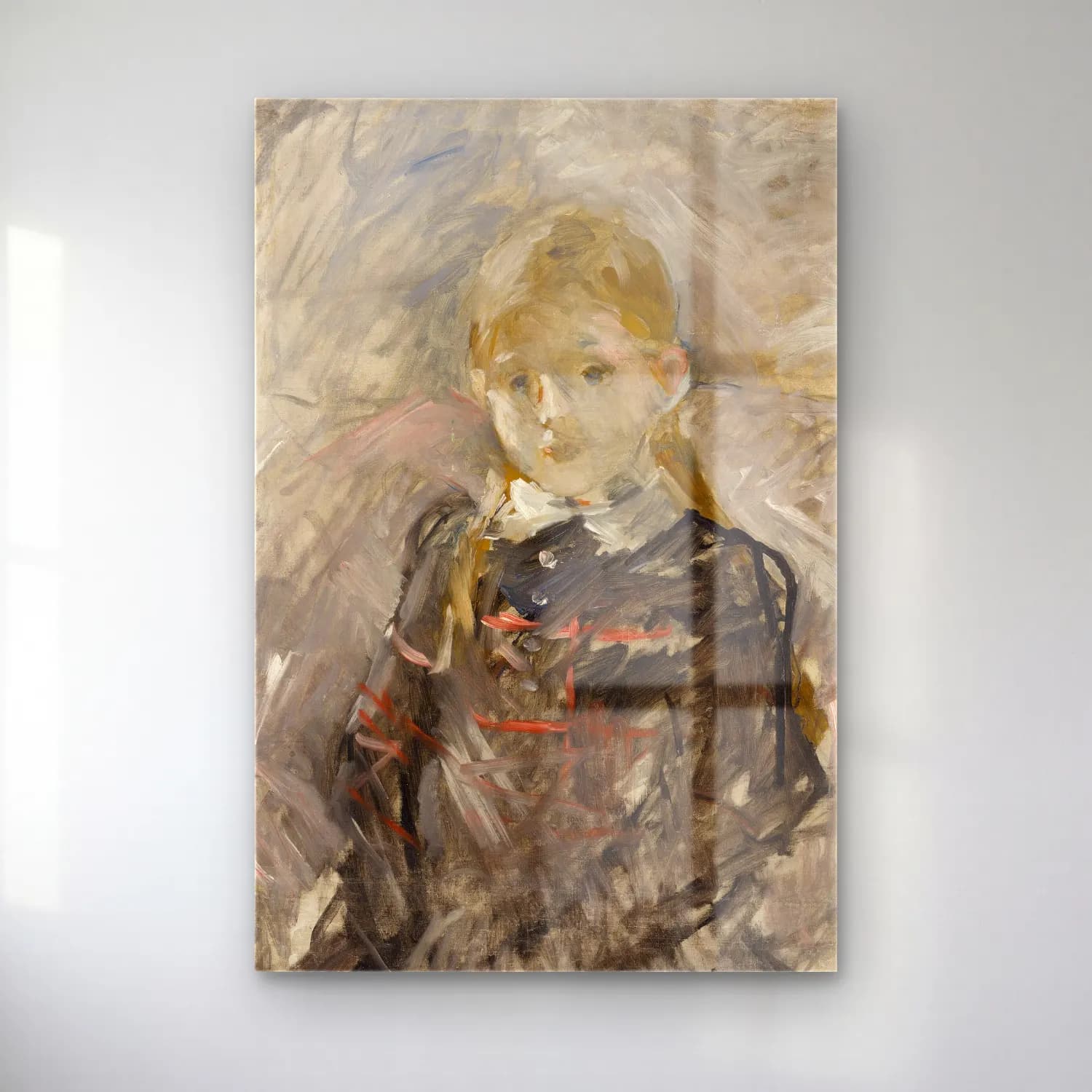Berthe Morisot – Petite fille aux cheveux blonds cam tablo — Berthe Morisot – Petite fille aux cheveux blonds — empresyonist kız çocuğu portresi
