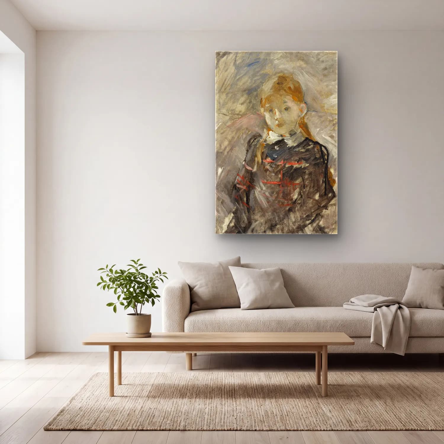 Berthe Morisot – Petite fille aux cheveux blonds cam tablo — açık renk salonda