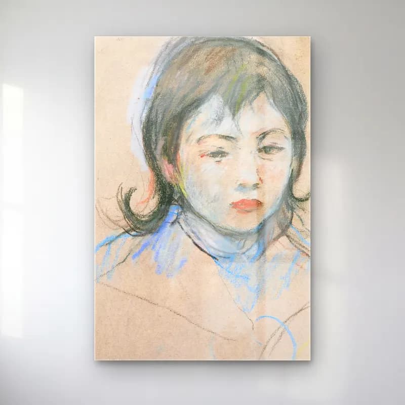 Berthe Morisot – Portrait D’enfant (Charly Thomas) cam tablo — Berthe Morisot – Portrait D’enfant (Charly Thomas) — karakalem kız çocuğu portresi