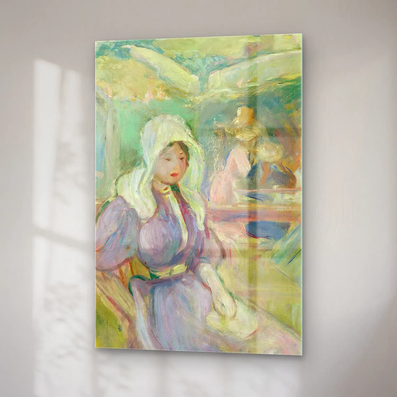 Berthe Morisot – Sur La Plage À Portrieux cam tablo — sağ açıdan görünüm