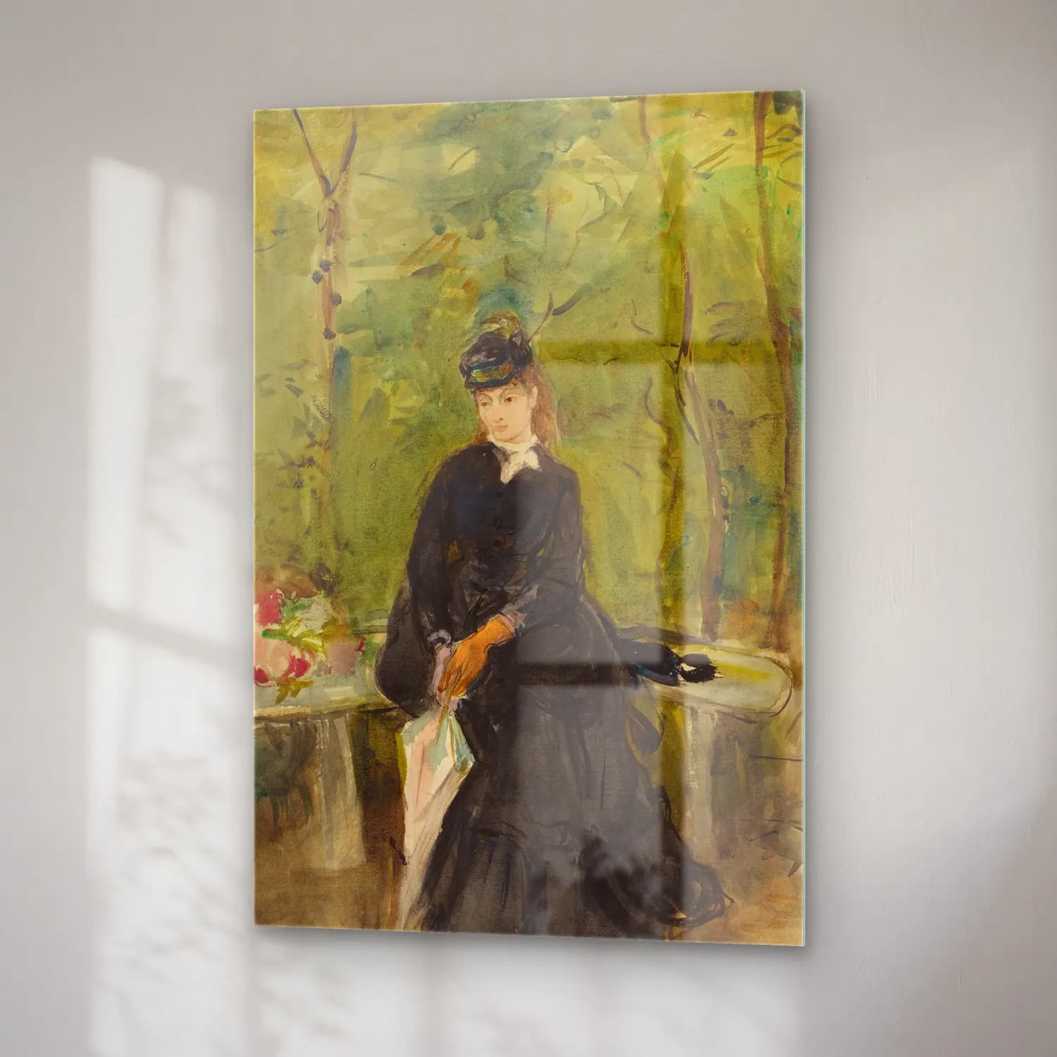 Berthe Morisot – The Artist’s Sister Edma Seated In A Park cam tablo — sağ açıdan görünüm