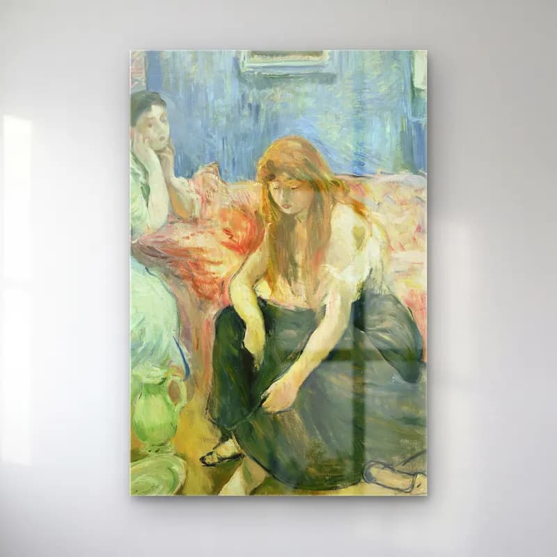 Berthe Morisot – Two Girls (circa 1894) cam tablo — Berthe Morisot – Two Girls (circa 1894) — empresyonist kadın portresi