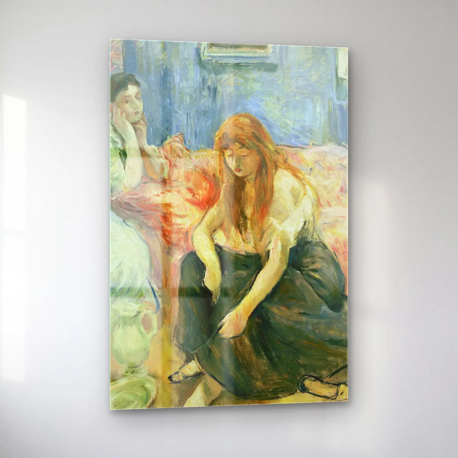 Berthe Morisot – Two Girls (circa 1894) cam tablo — sol açıdan görünüm