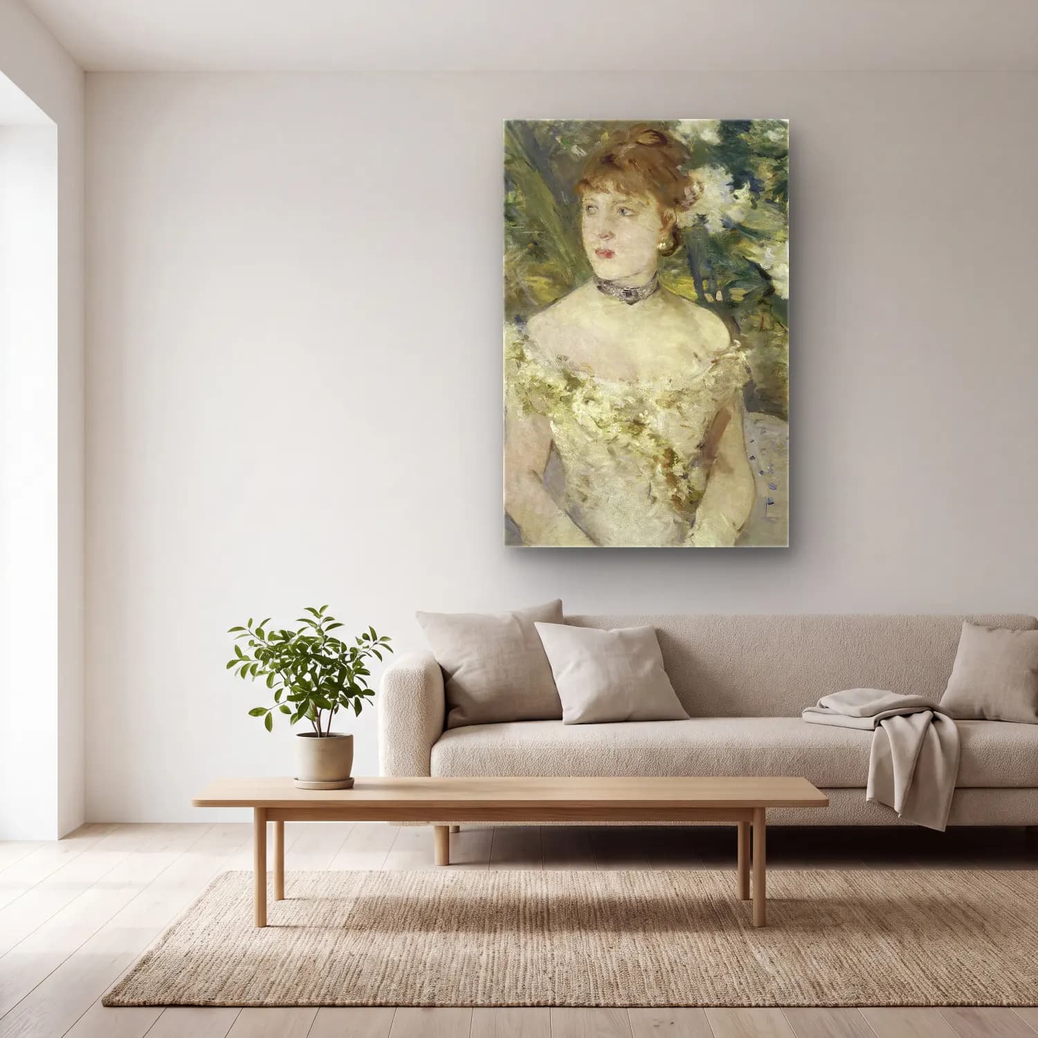 Berthe Morisot – Young Girl in a Ball Gown cam tablo — açık renk salonda