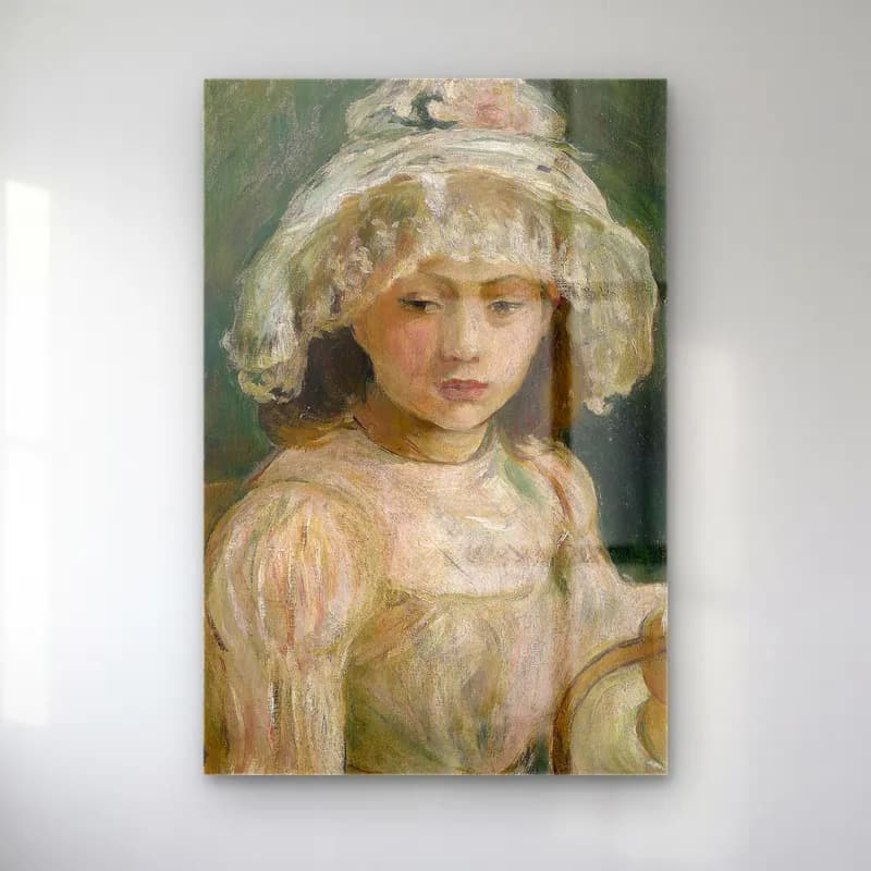 Berthe Morisot – Young Girl with Hat cam tablo — Berthe Morisot – Young Girl with Hat — empresyonist kız çocuğu portresi