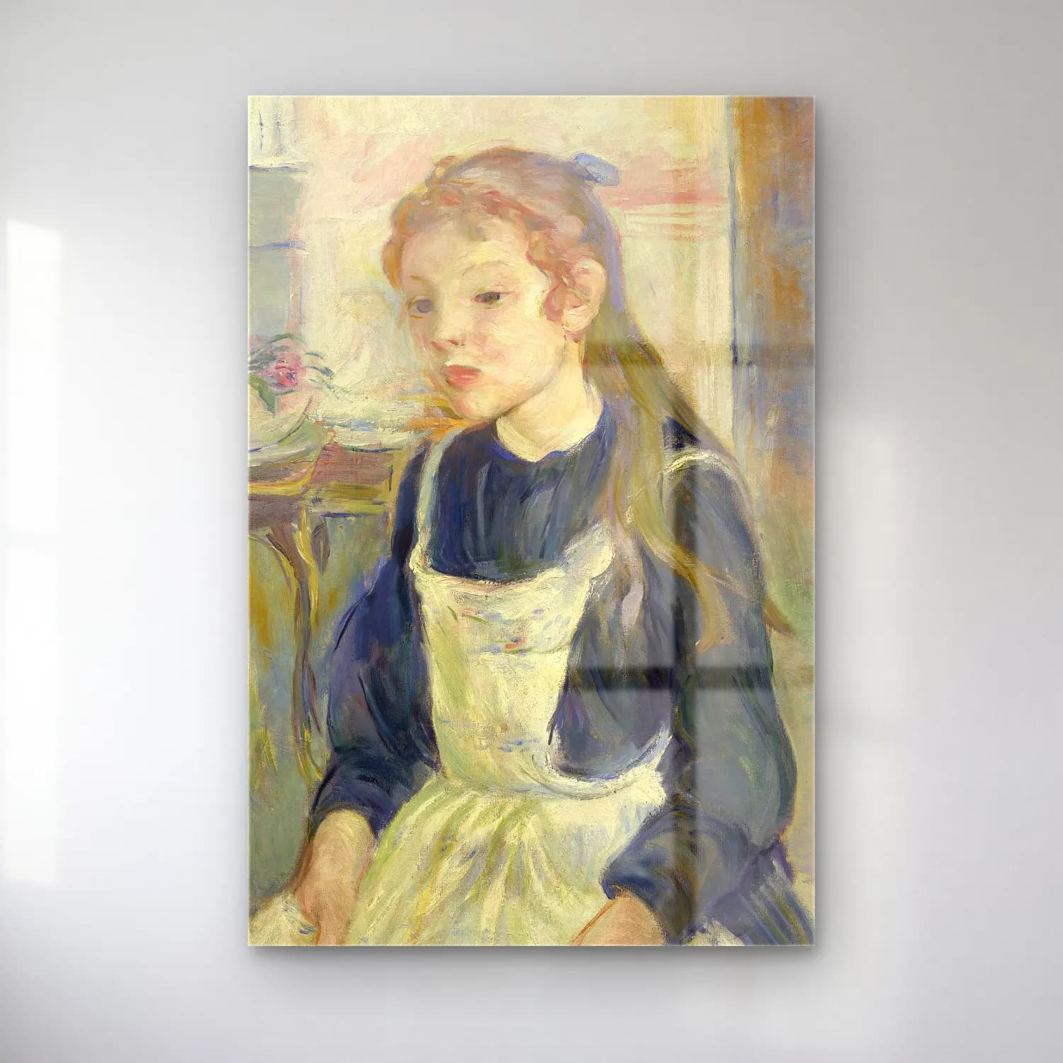 Berthe Morisot – Young Girl with an Apron cam tablo — Berthe Morisot – Young Girl with an Apron — empresyonist kız çocuğu portresi