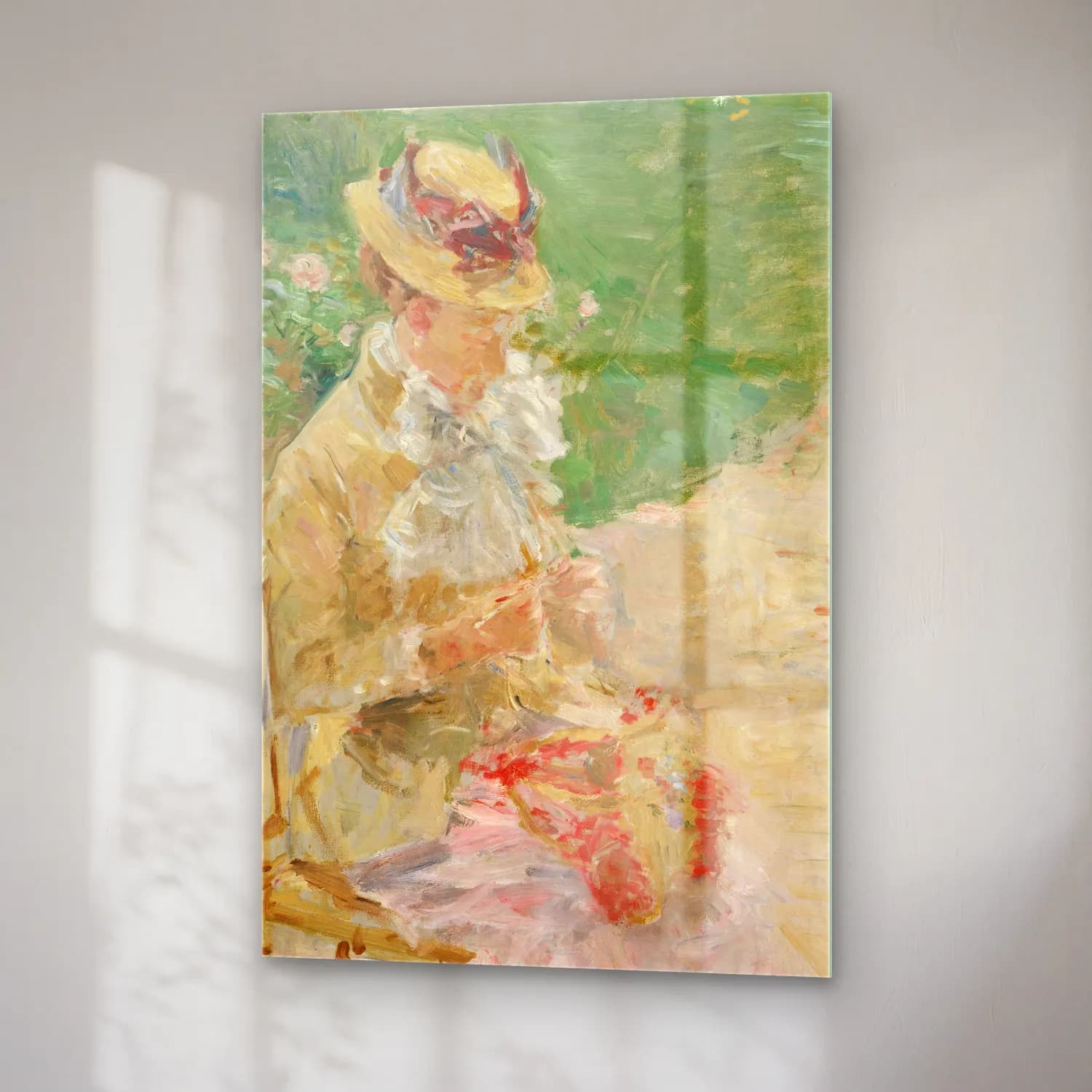 Berthe Morisot – Young Woman Knitting (ca. 1883) cam tablo — sağ açıdan görünüm
