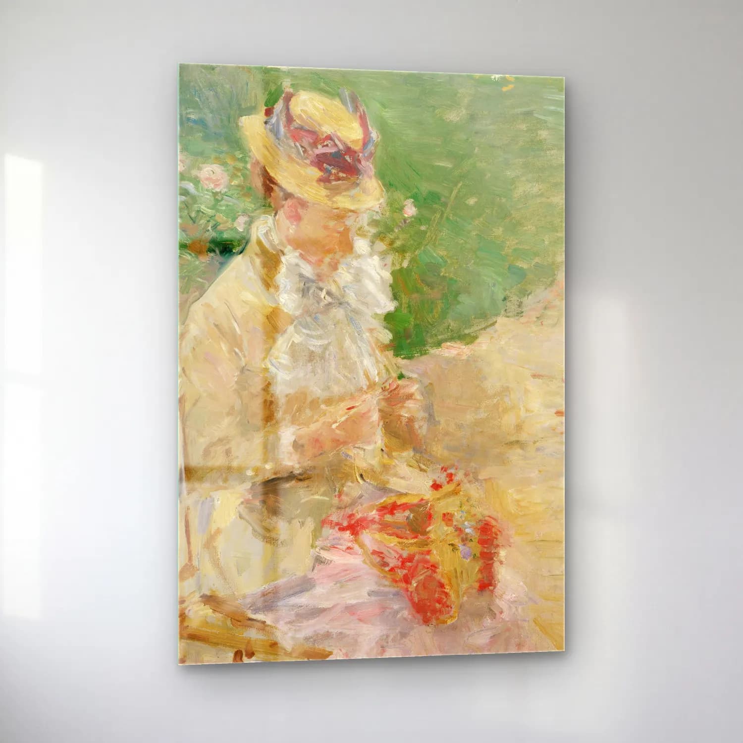 Berthe Morisot – Young Woman Knitting (ca. 1883) cam tablo — sol açıdan görünüm